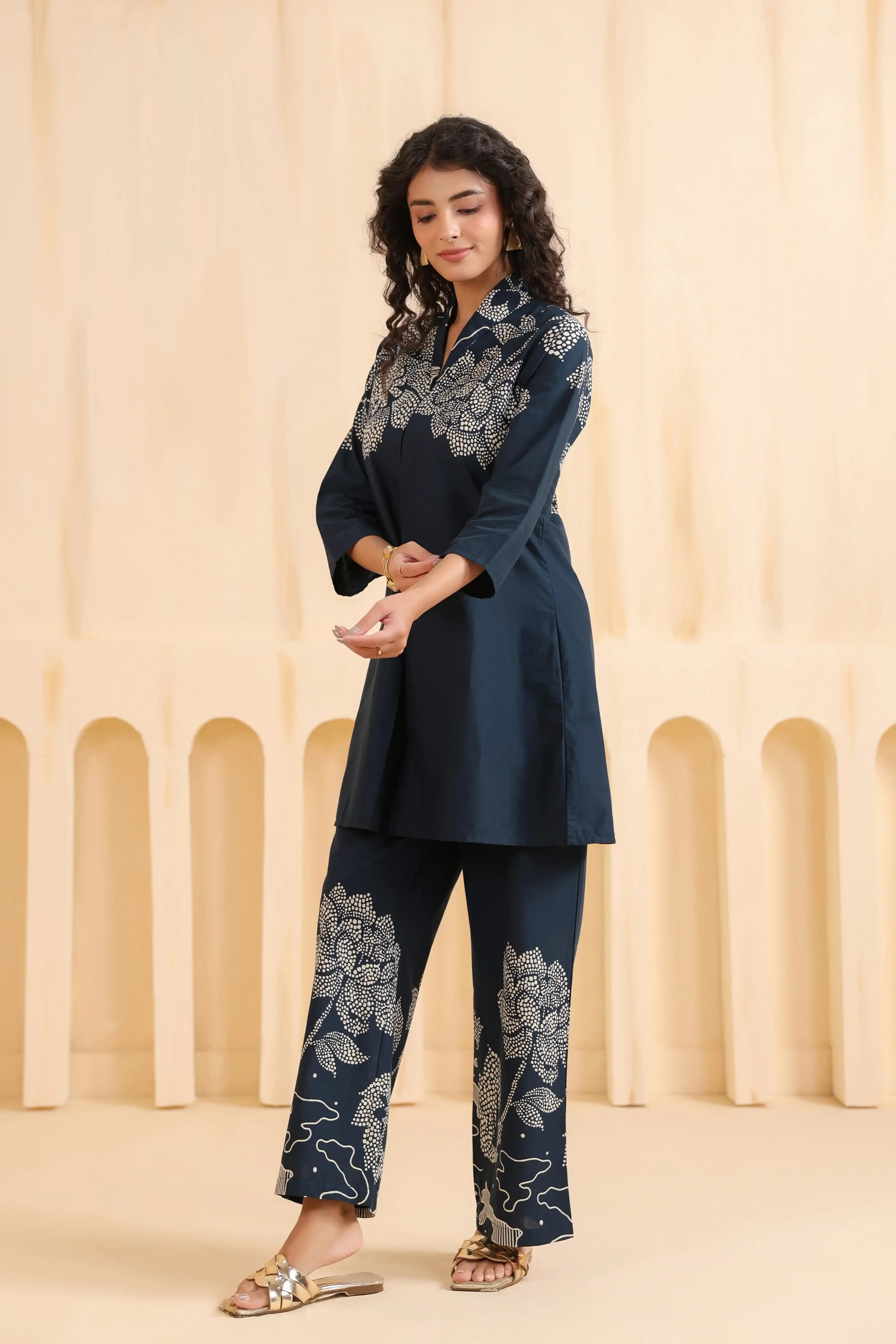 Charcoal Bloom Cotton Co-ord Set