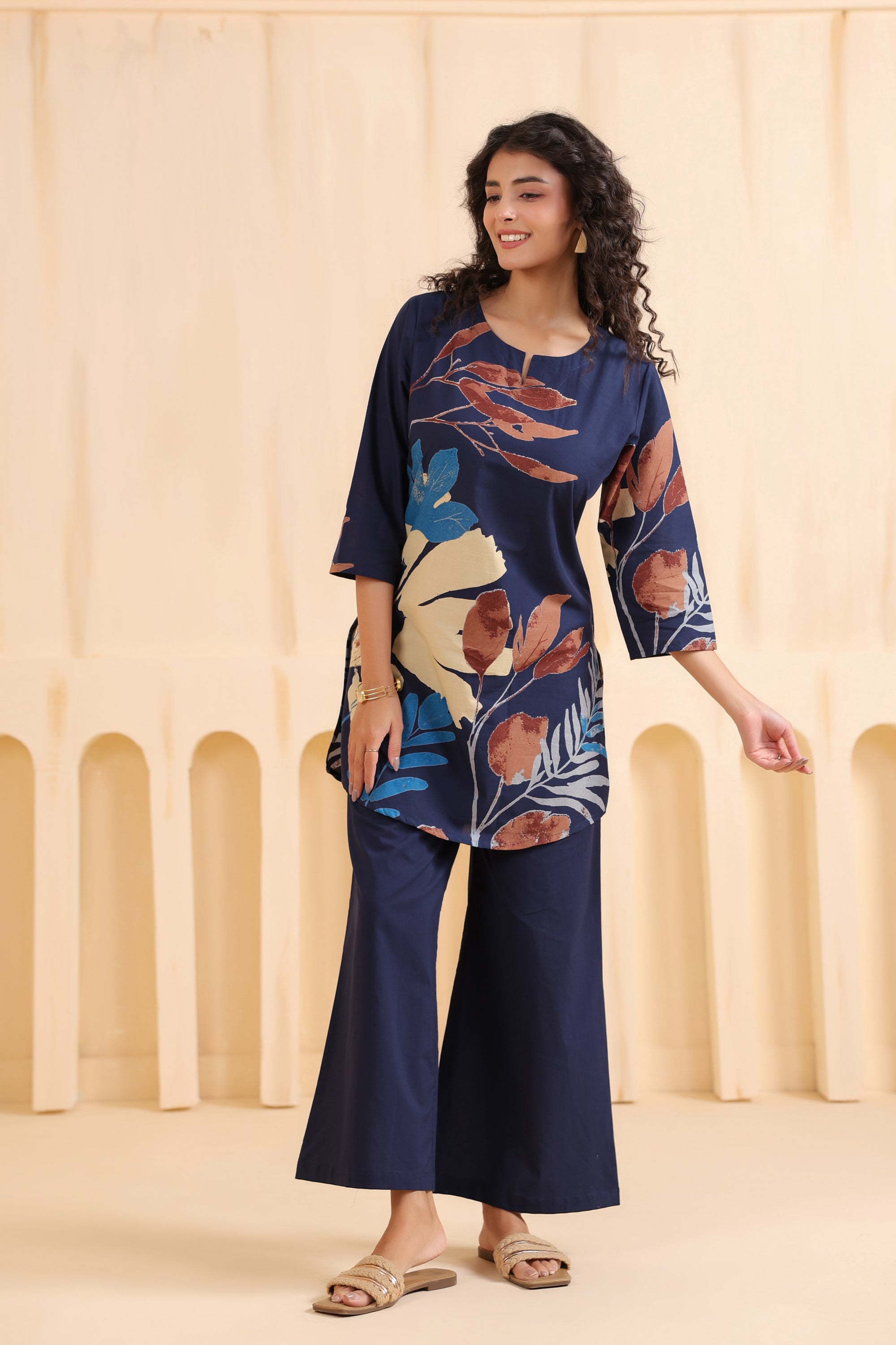 Midnight Petals Printed Cotton Co-ord Set