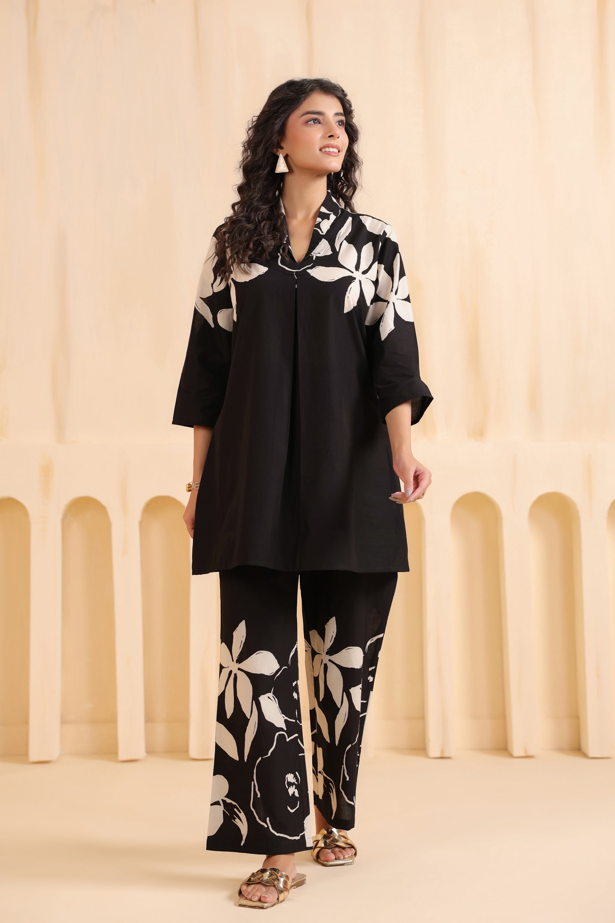 Noir Bloom Printed Cotton Co-ord Set