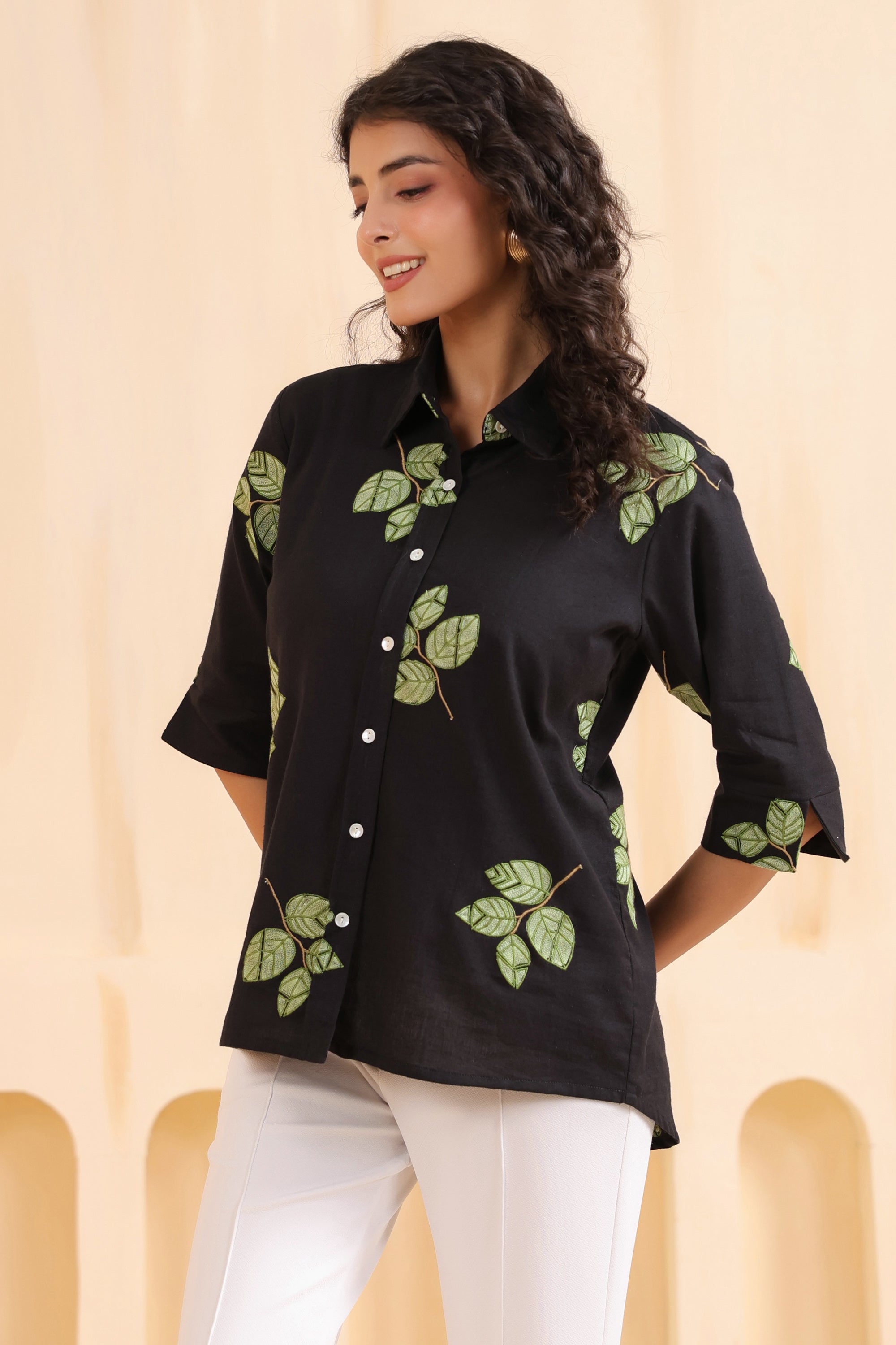 Midnight Leaf Luxe Cotton Flex Shirt