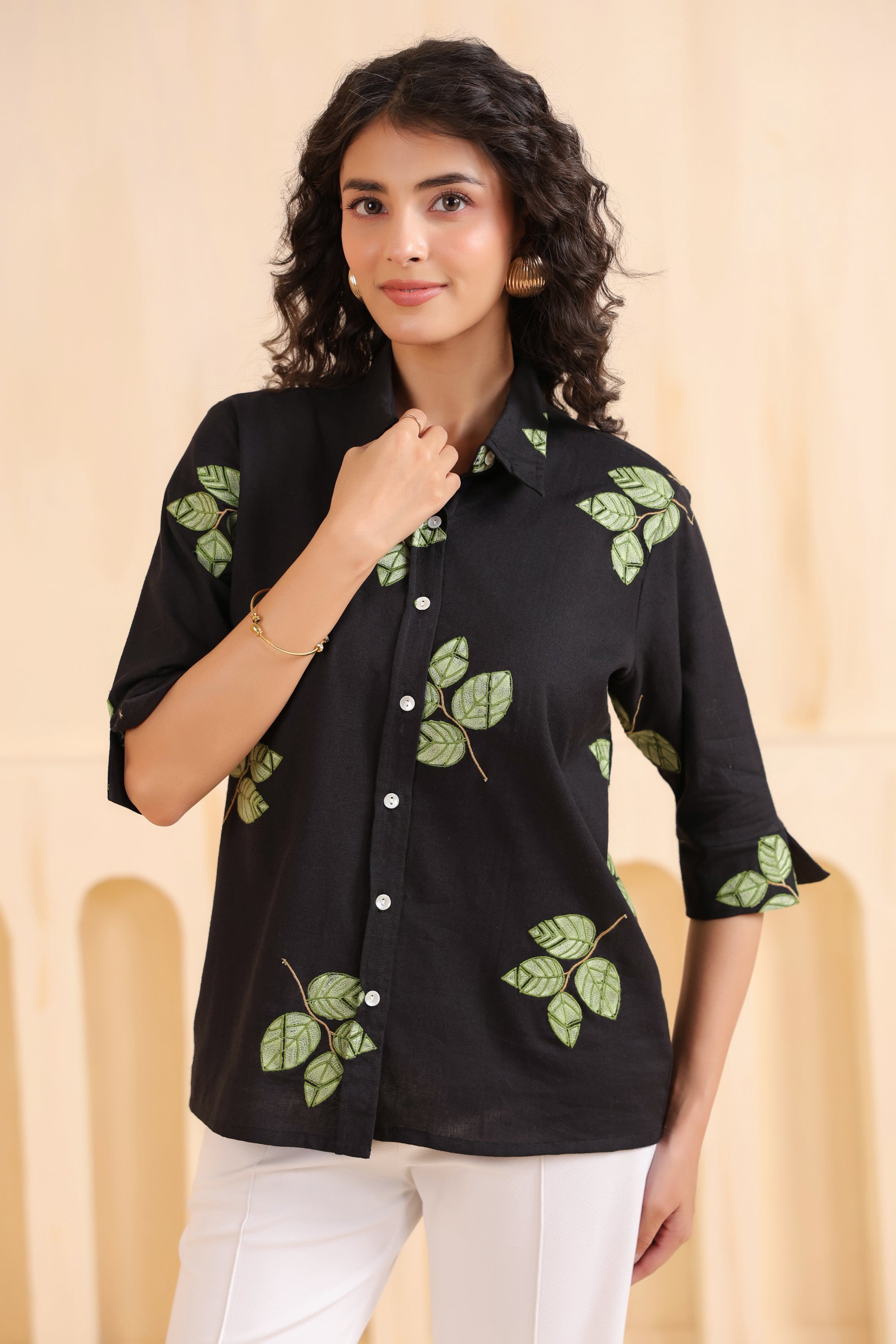 Midnight Leaf Luxe Cotton Flex Shirt