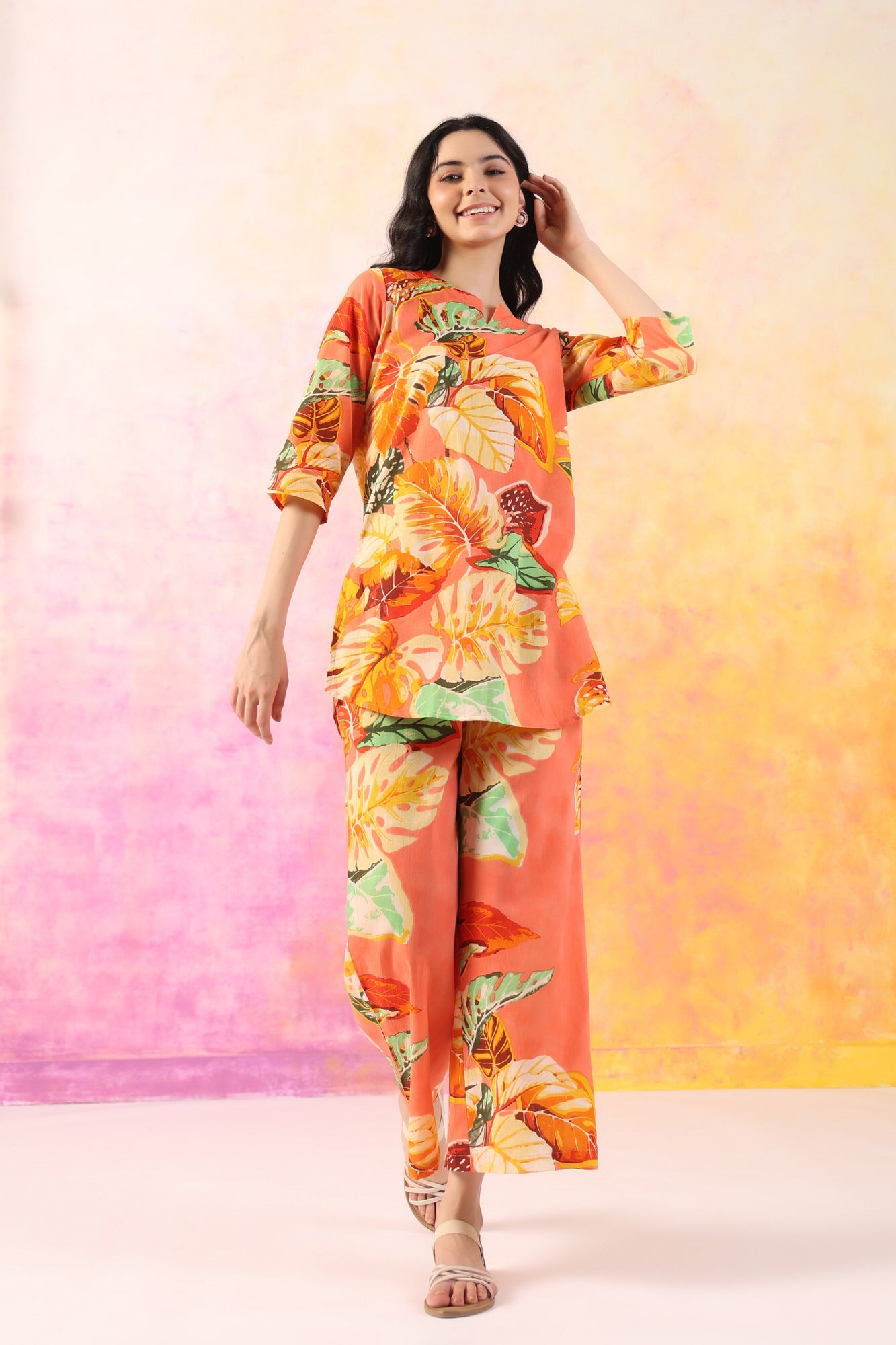 Garden Getaway Cotton Palazzo Loungewear Set