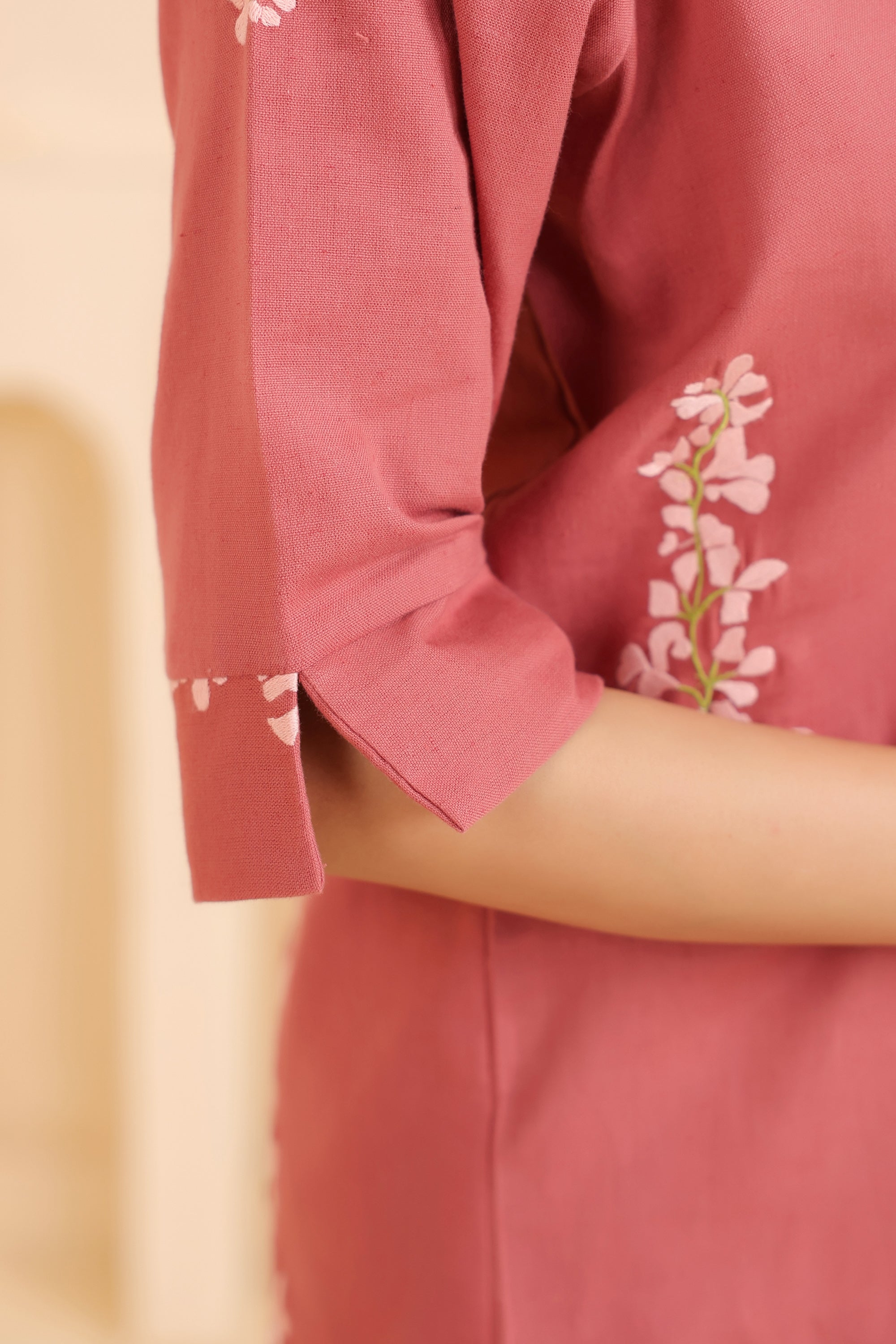 Rosewood Blossom Embroidered Cotton Flex Shirt