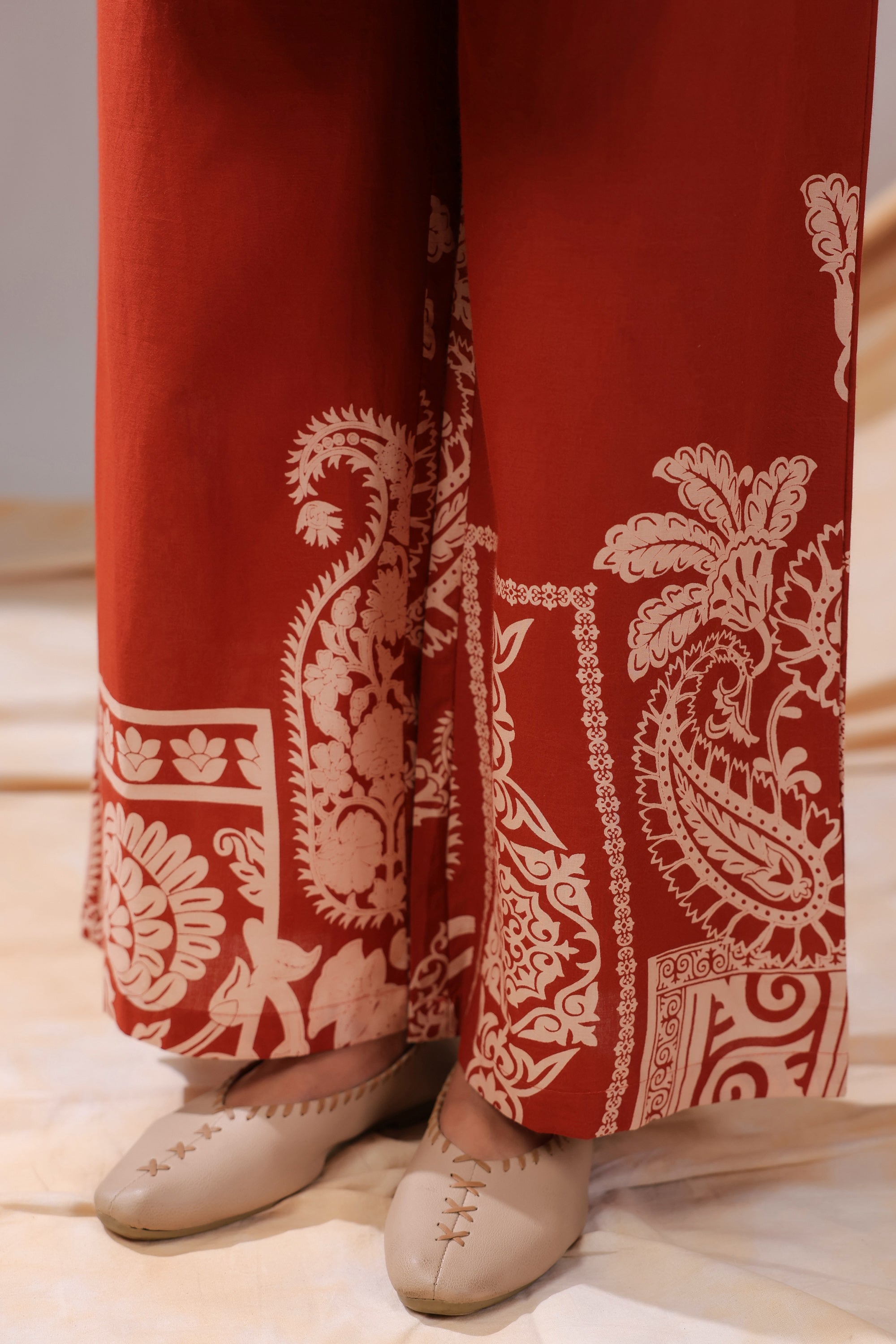 Rust Paisley Printed Cotton Co-ord Set