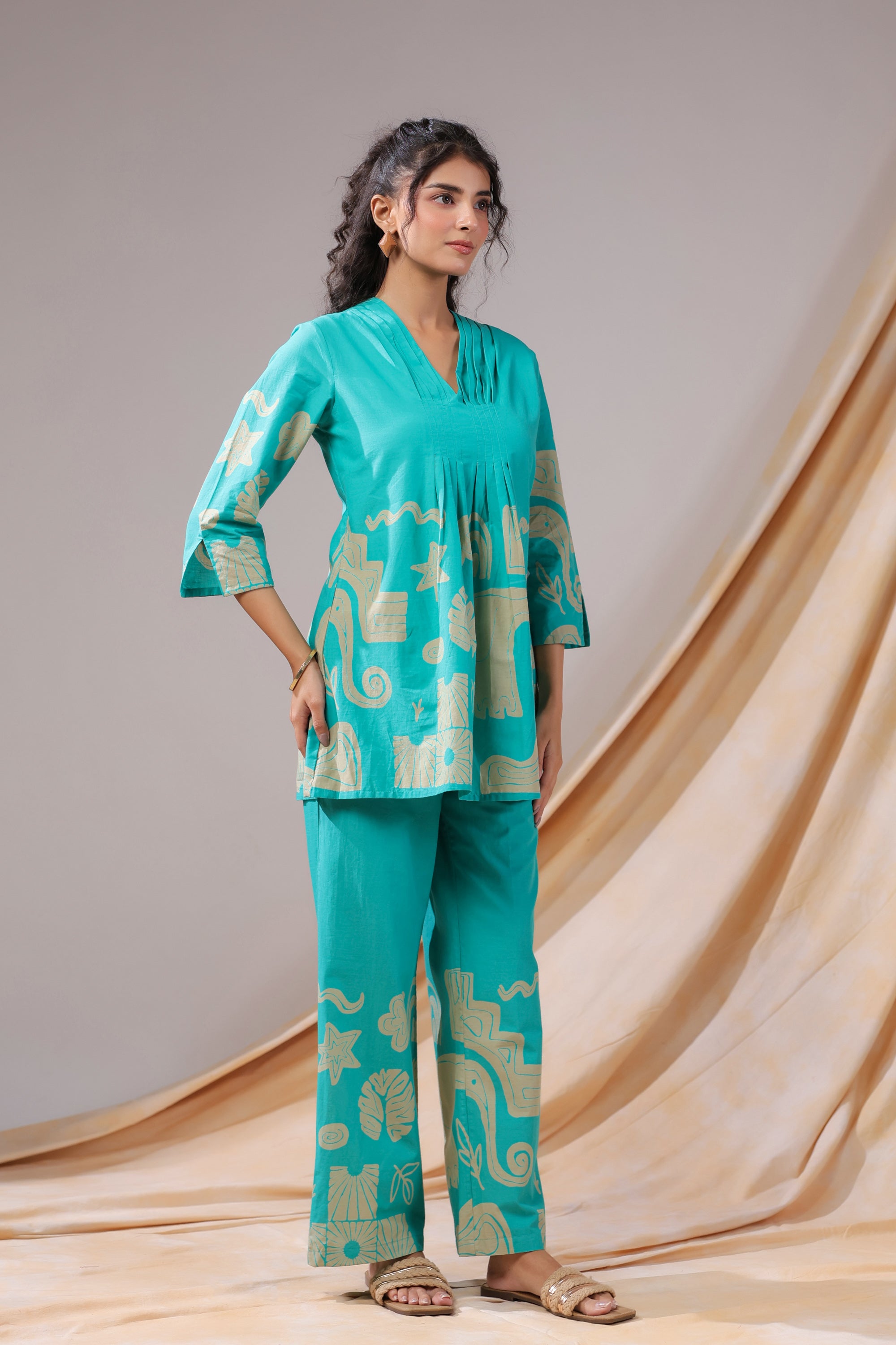 Aqua Rhythm Cotton Co-ord Set