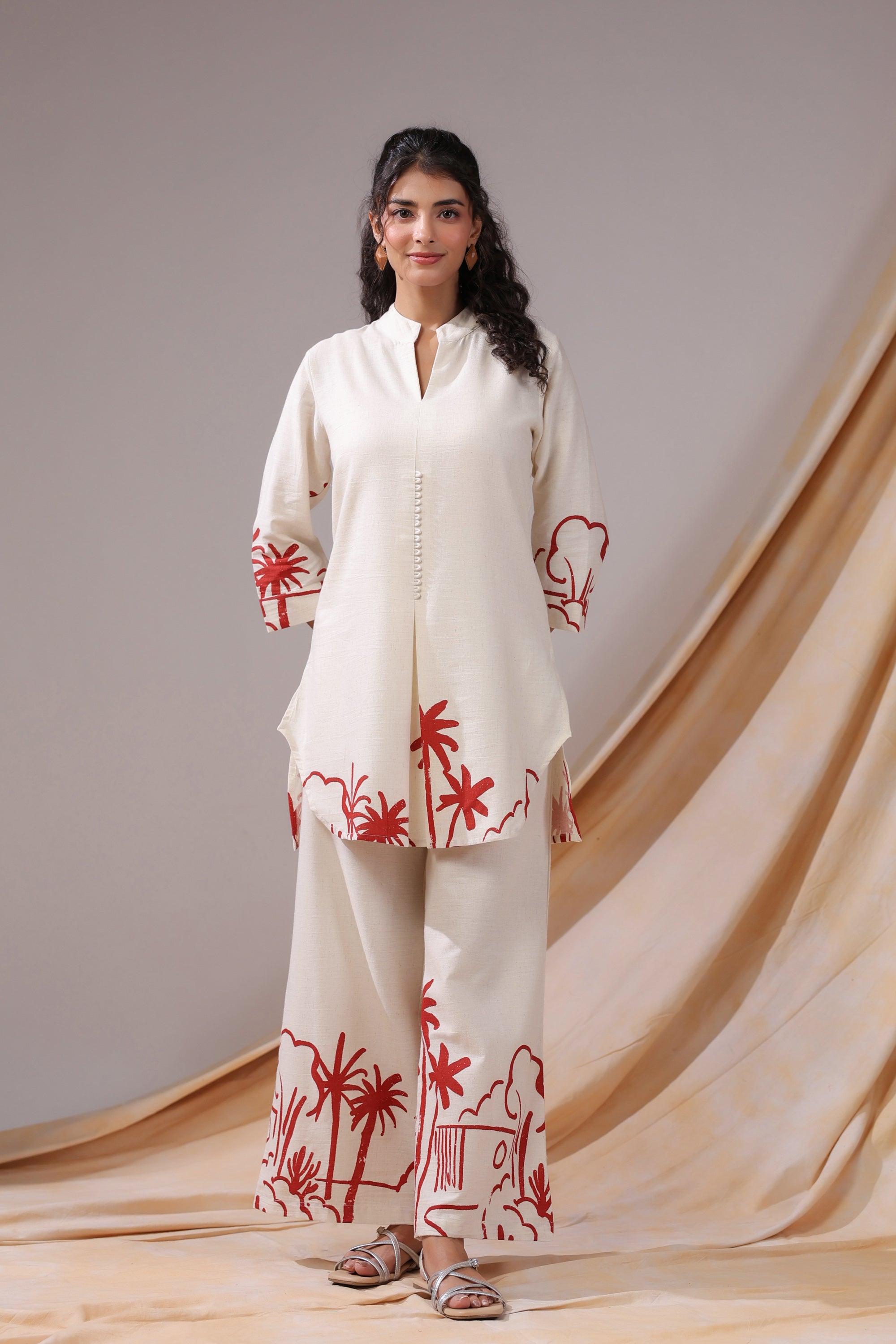 Palm Sketch Cotton Flex Co-ord Set