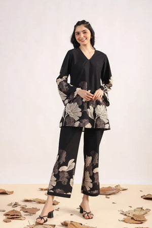 Radiant Rhythms Black Cotton Co-ord Set