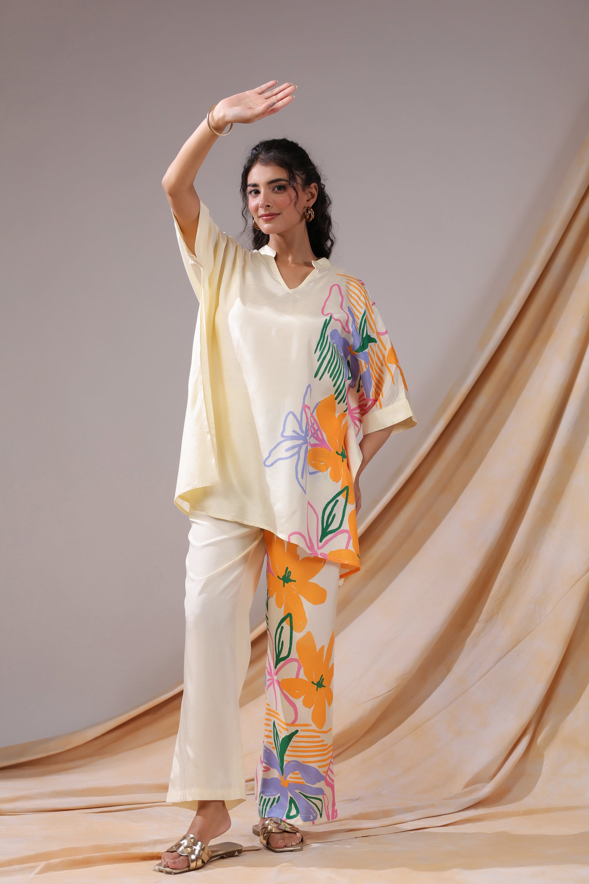 Tropical Canvas Russian Silk Co-ord Set