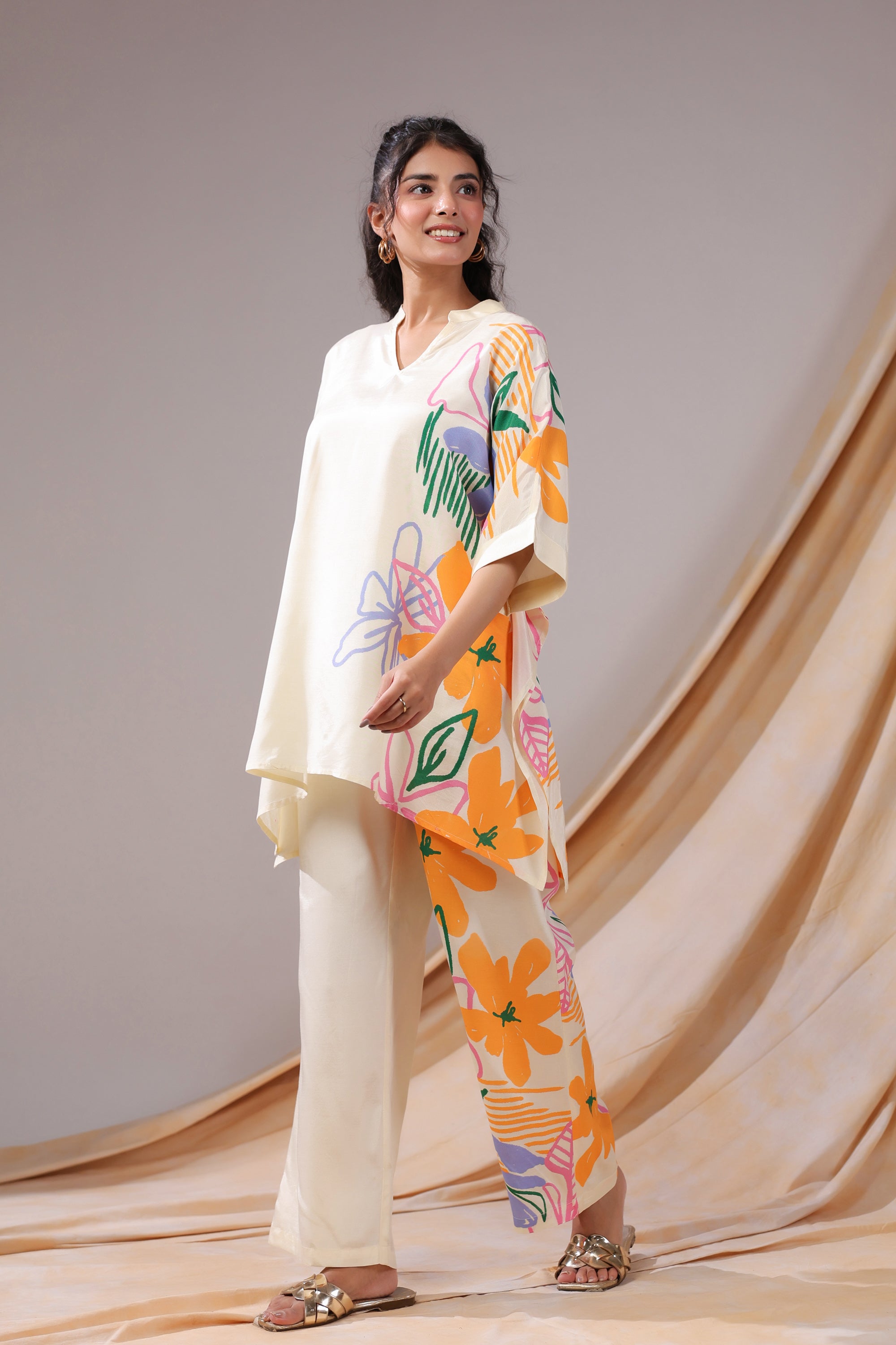 Tropical Canvas Russian Silk Co-ord Set