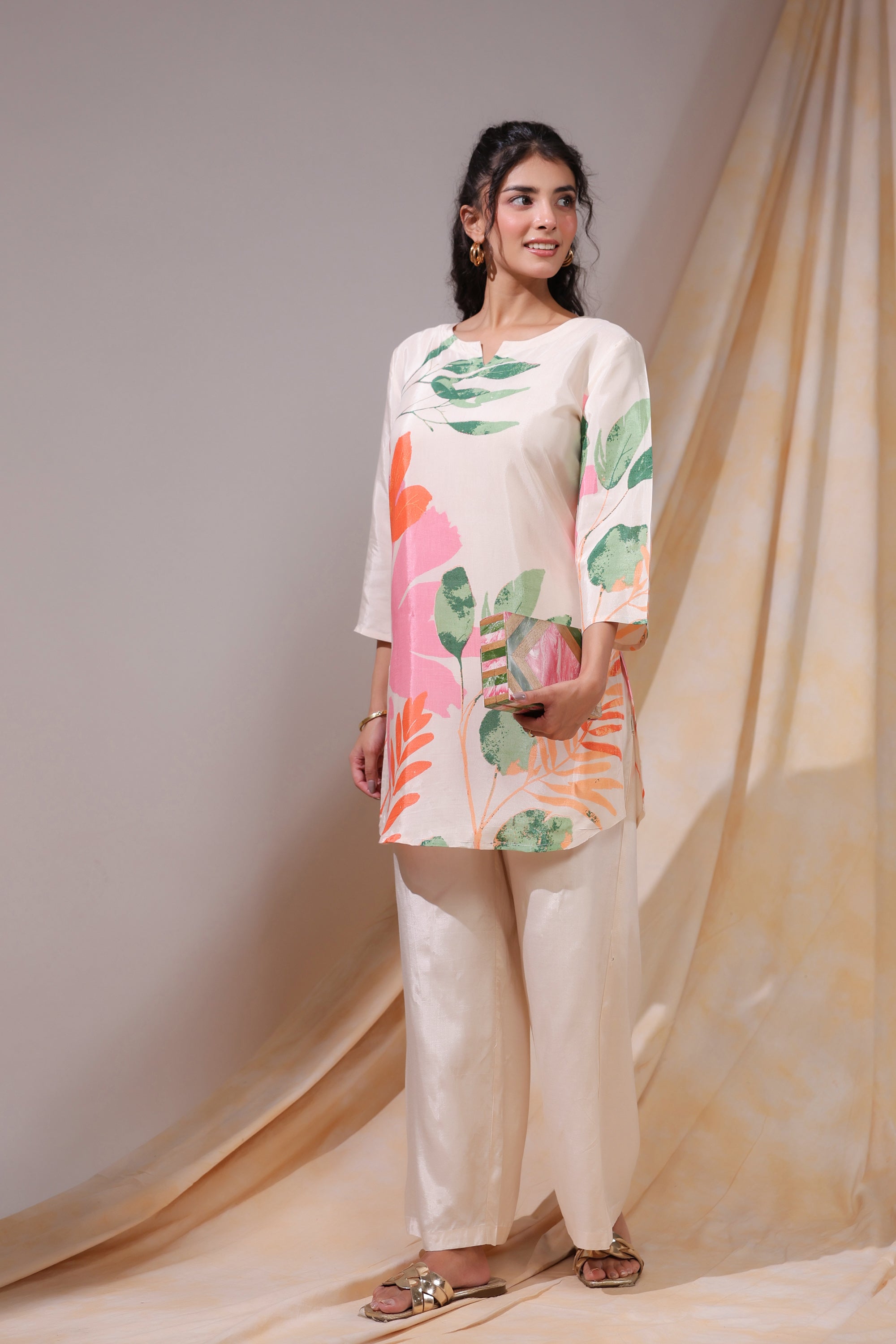 Pastel Garden Russian Silk Co-ord Set