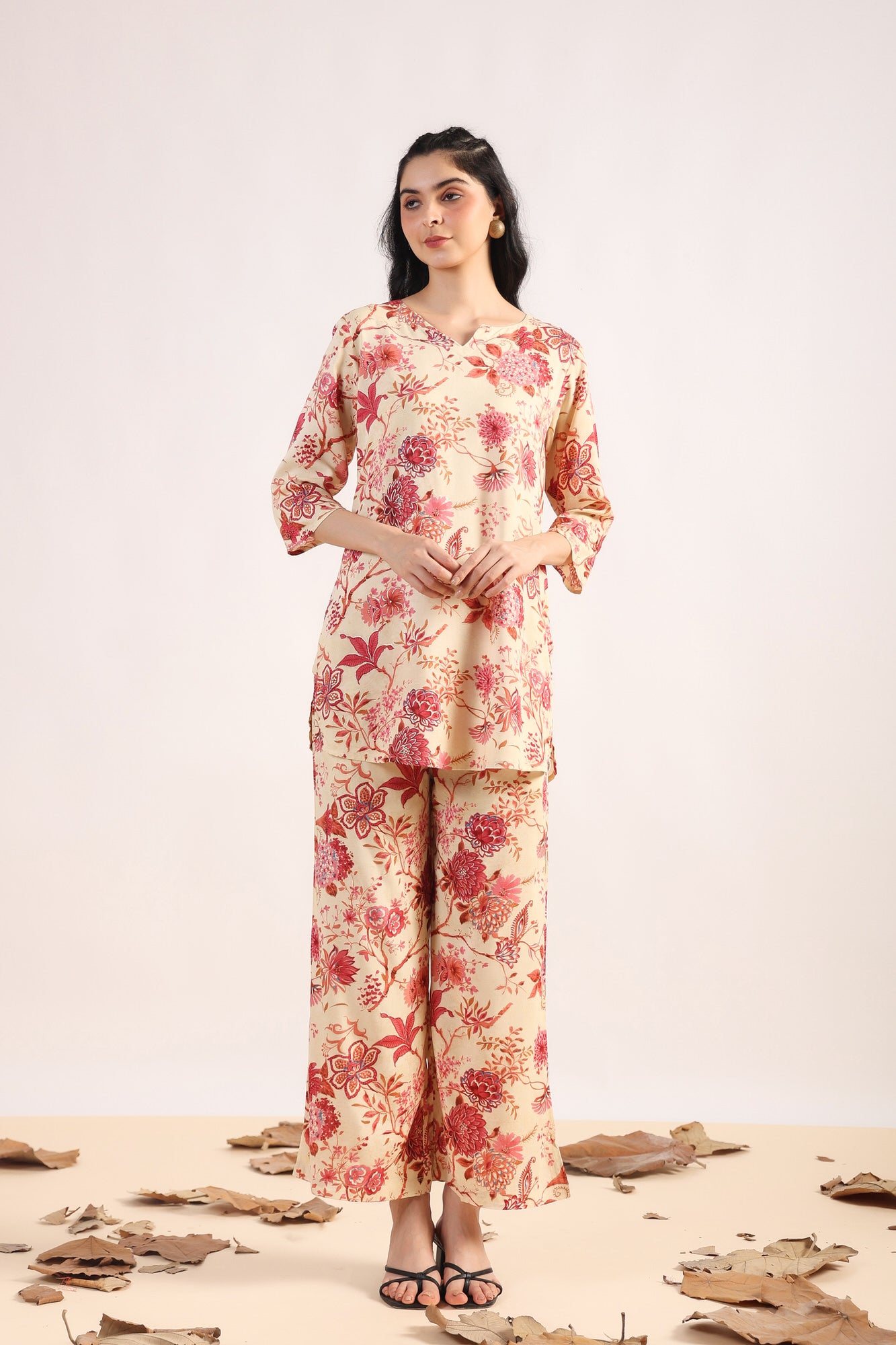 Leafy Luxe Palazzo Loungewear Set