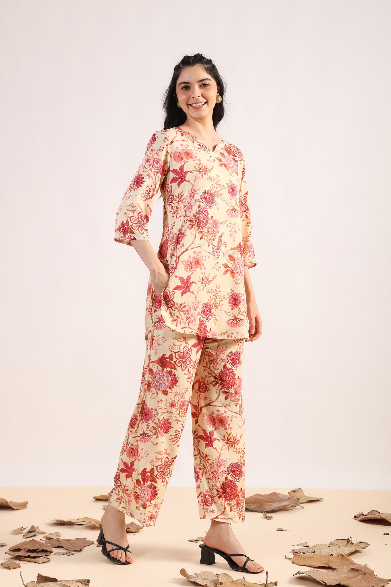 Leafy Luxe Palazzo Loungewear Set