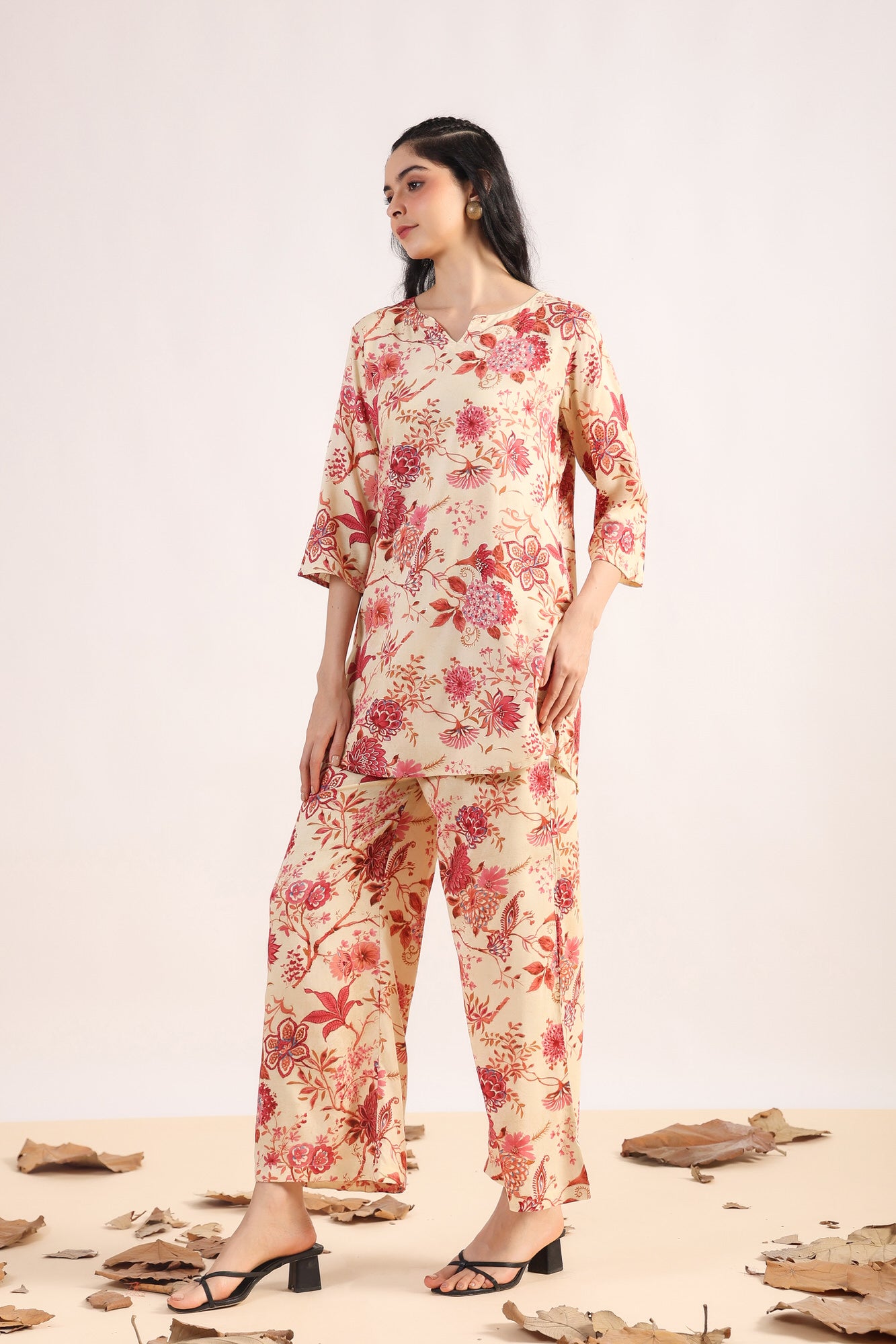 Leafy Luxe Palazzo Loungewear Set