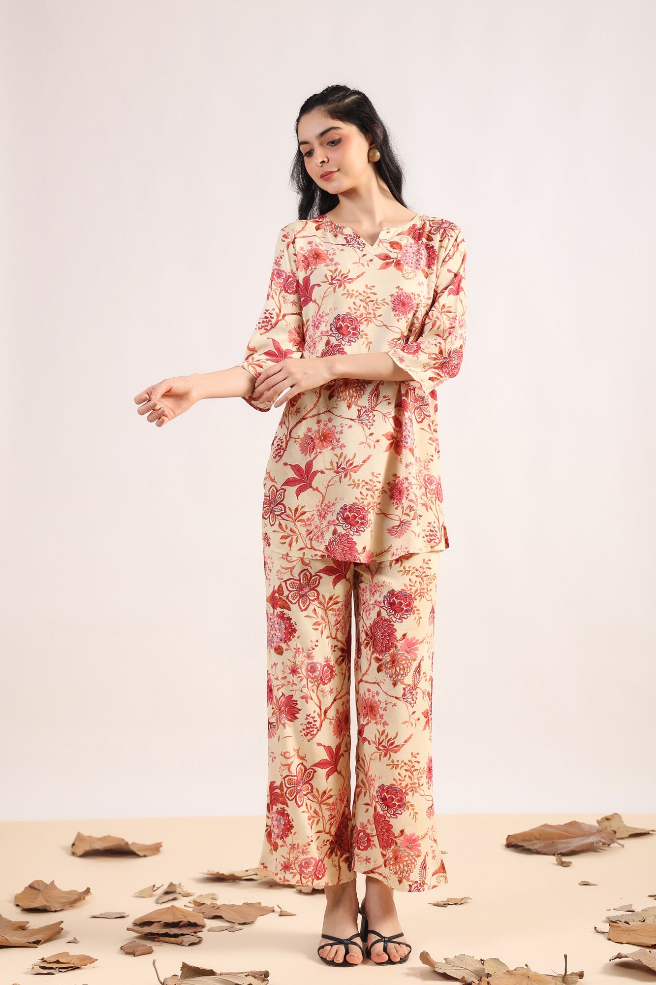 Leafy Luxe Palazzo Loungewear Set