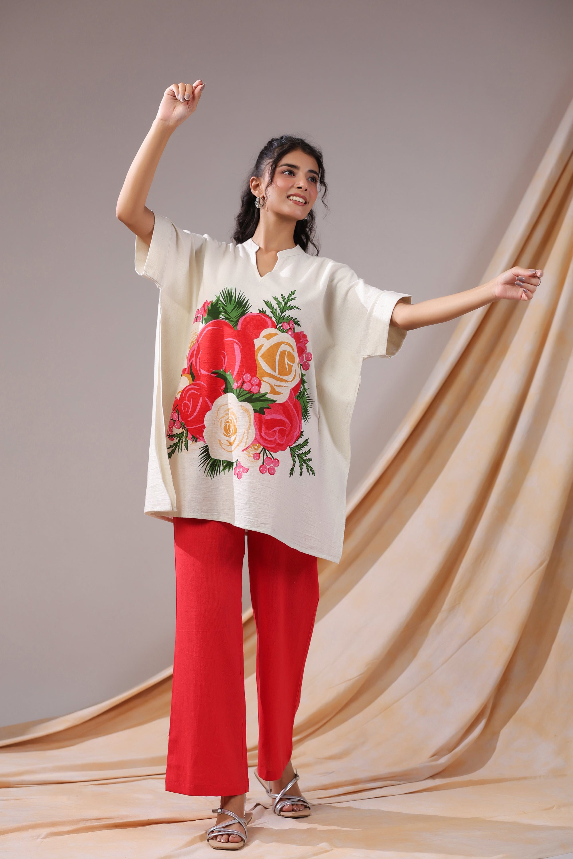 Scarlet Bloom Printed Cotton Flex Co-ord Set