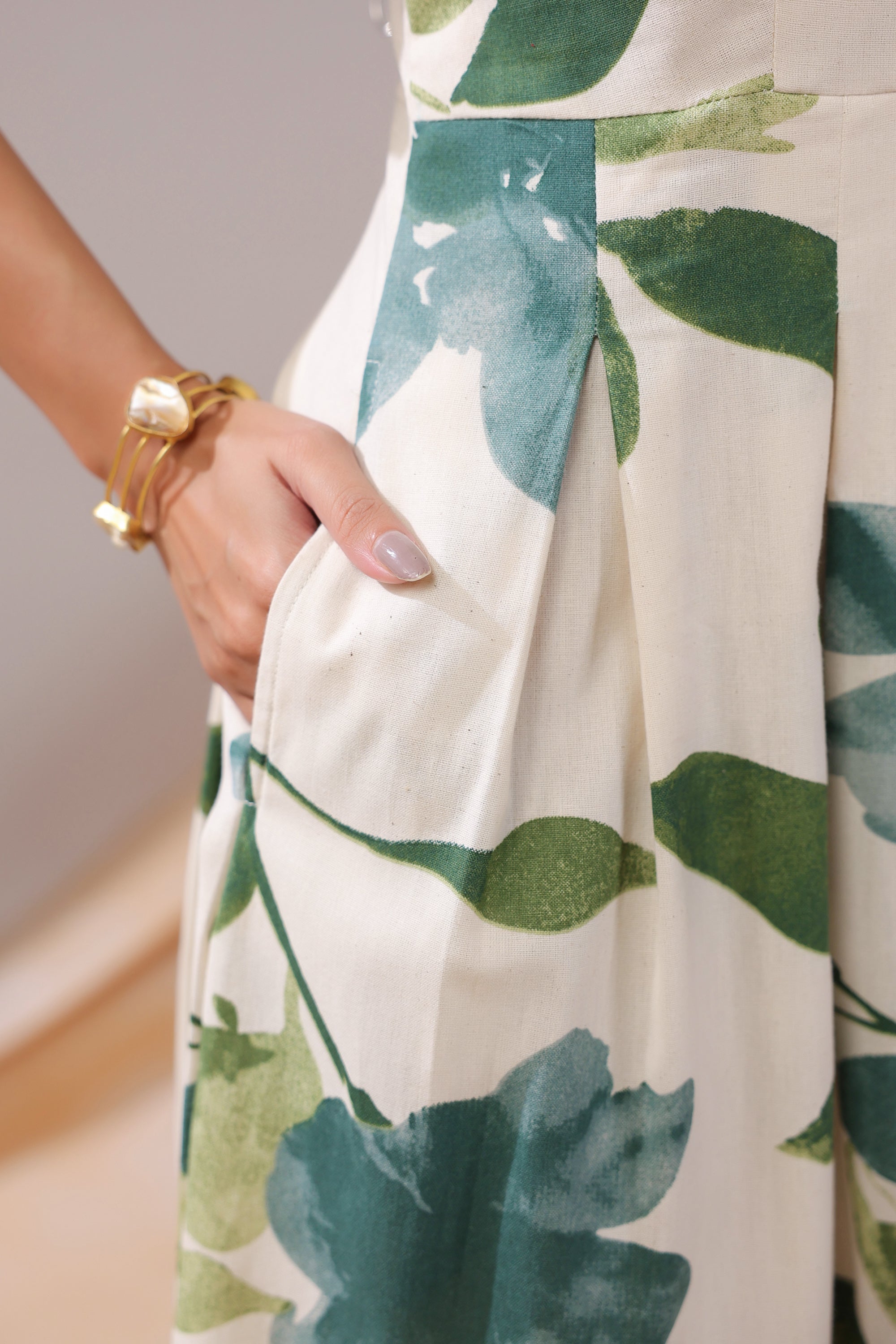 Verdant Leaf Cotton Flex Dress