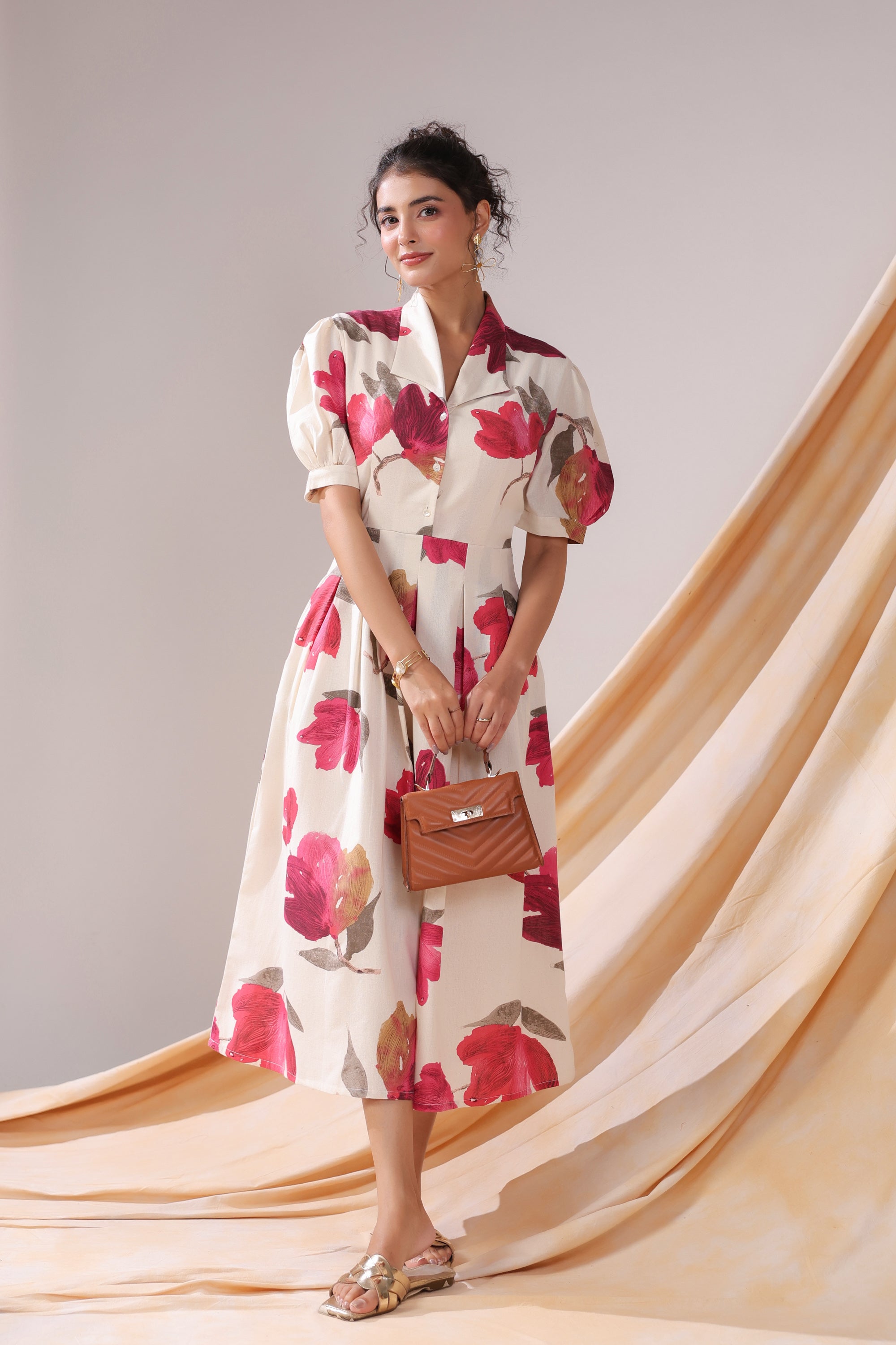 Crimson Magnolia Cotton Flex Dress