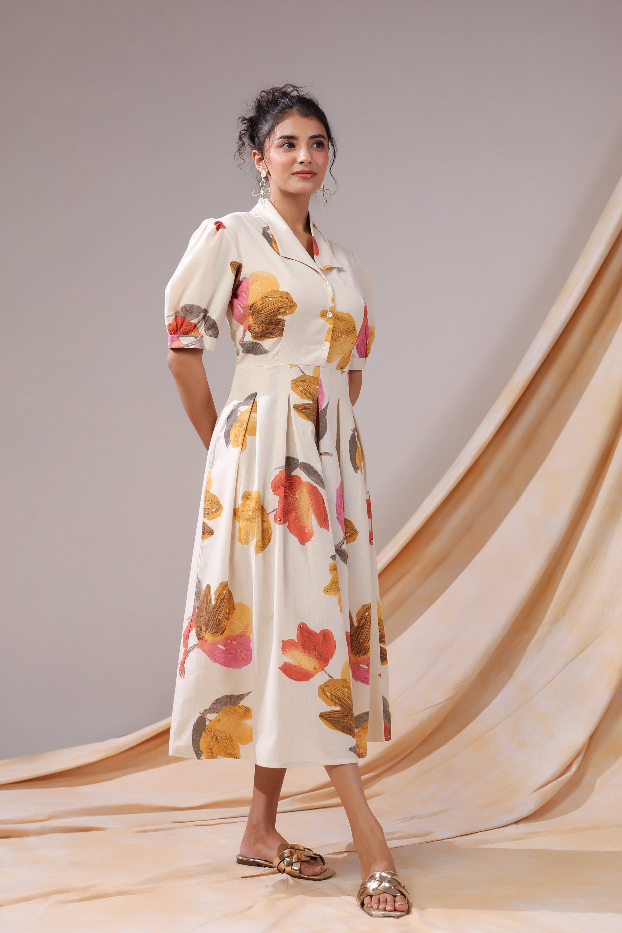 Autumn Bloom Cotton Flex Dress