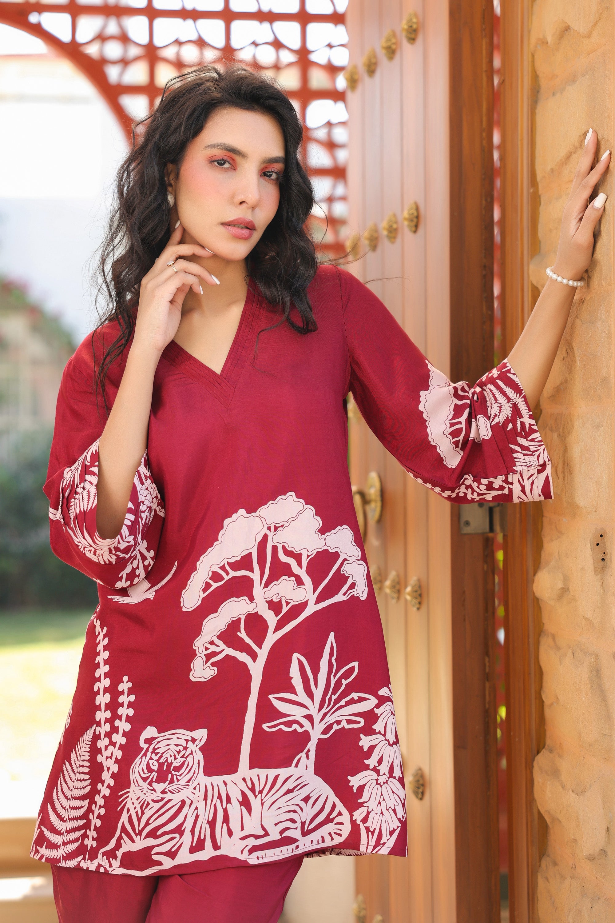 Scarlet Safari Russian Silk Co-ord Set