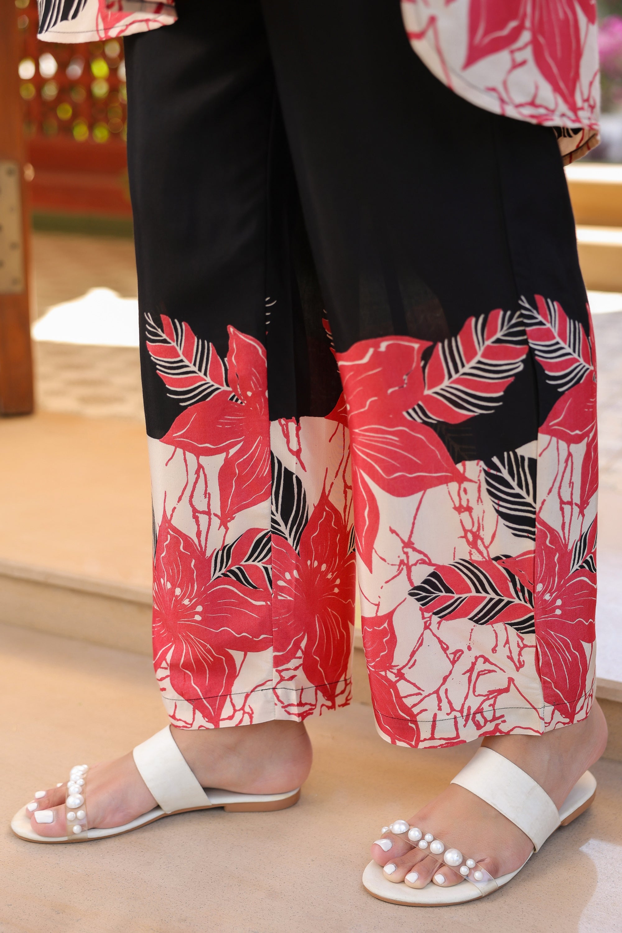 Midnight Petals Russian Silk Co-ord Set