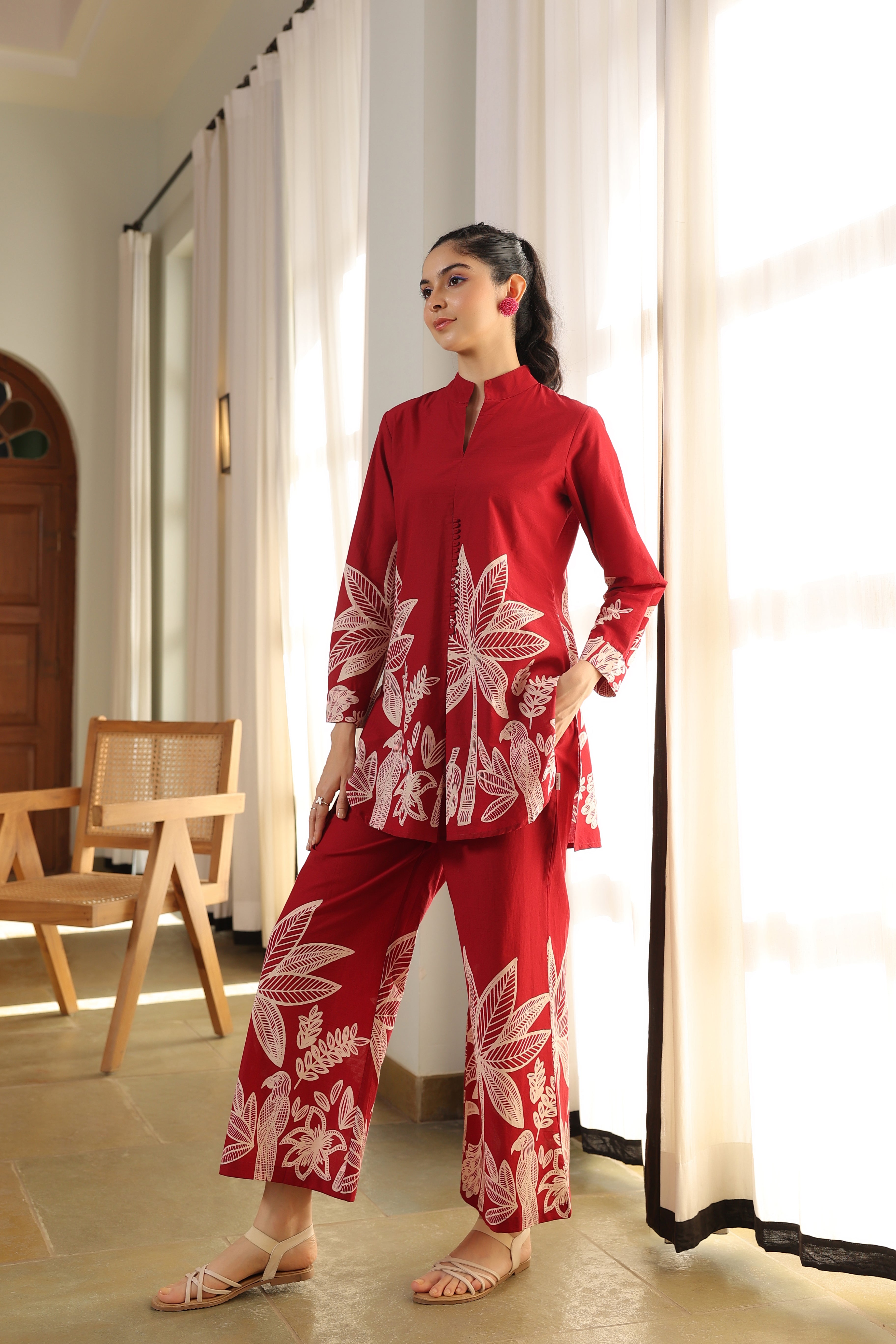 Flame Kissed Florals Cotton Co-ord Set