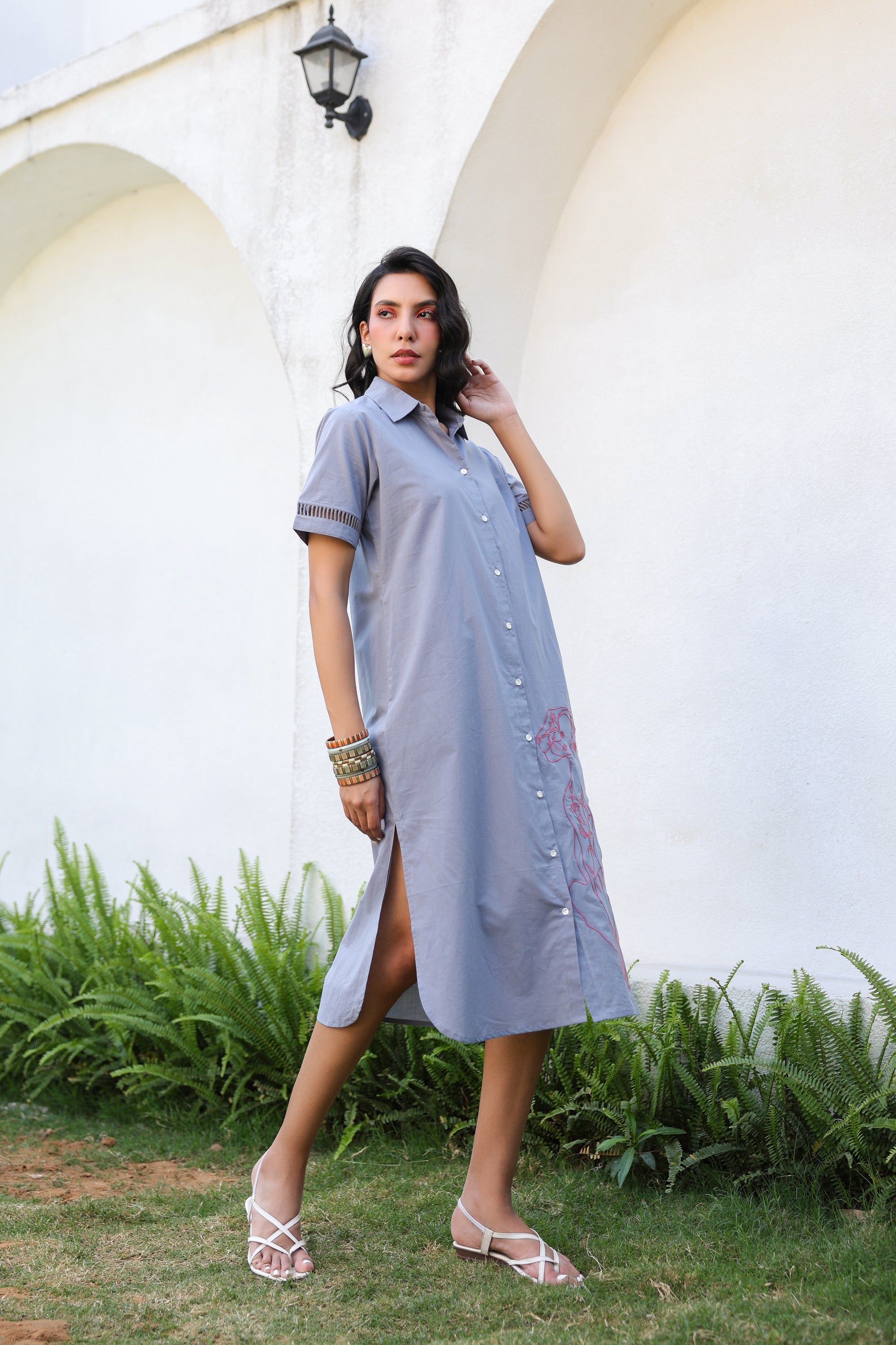 Slate Grey Safari Cotton Dress