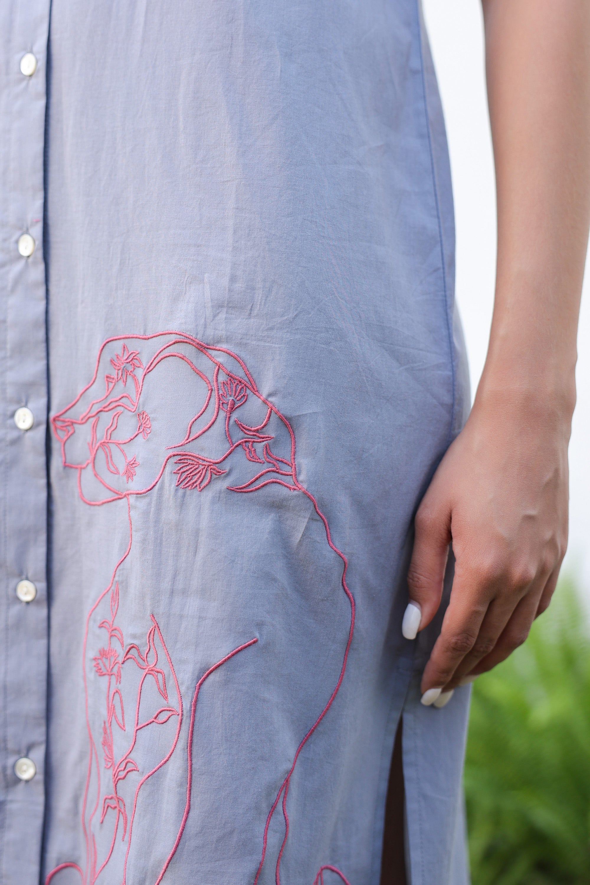 Slate Grey Safari Cotton Dress