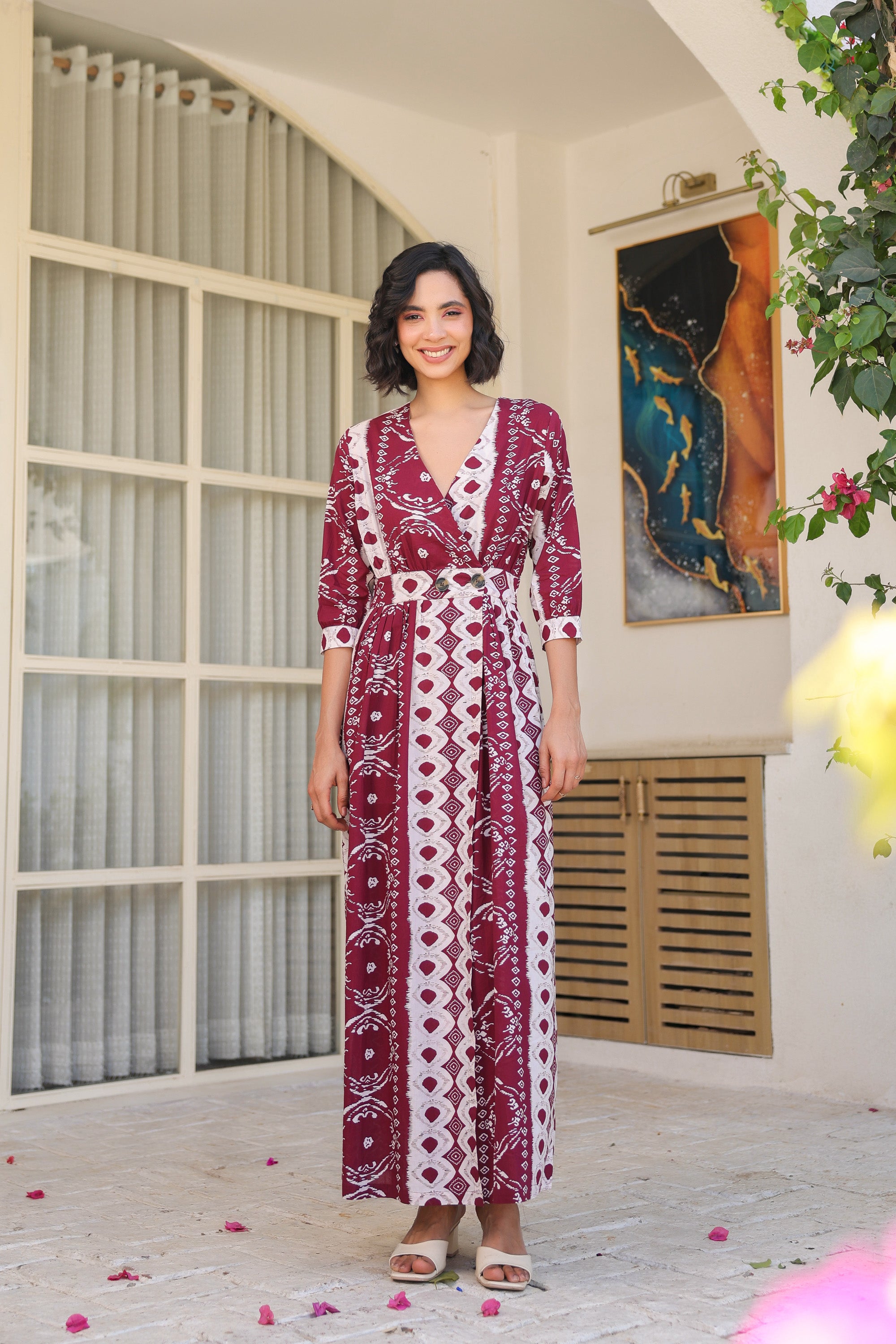 Maroon Vintage Cotton Dress