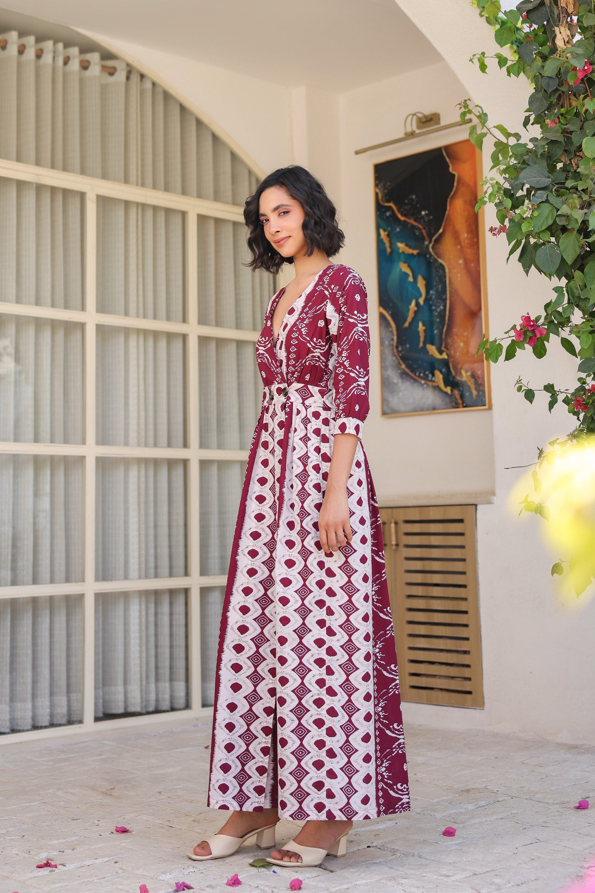 Maroon Vintage Cotton Dress