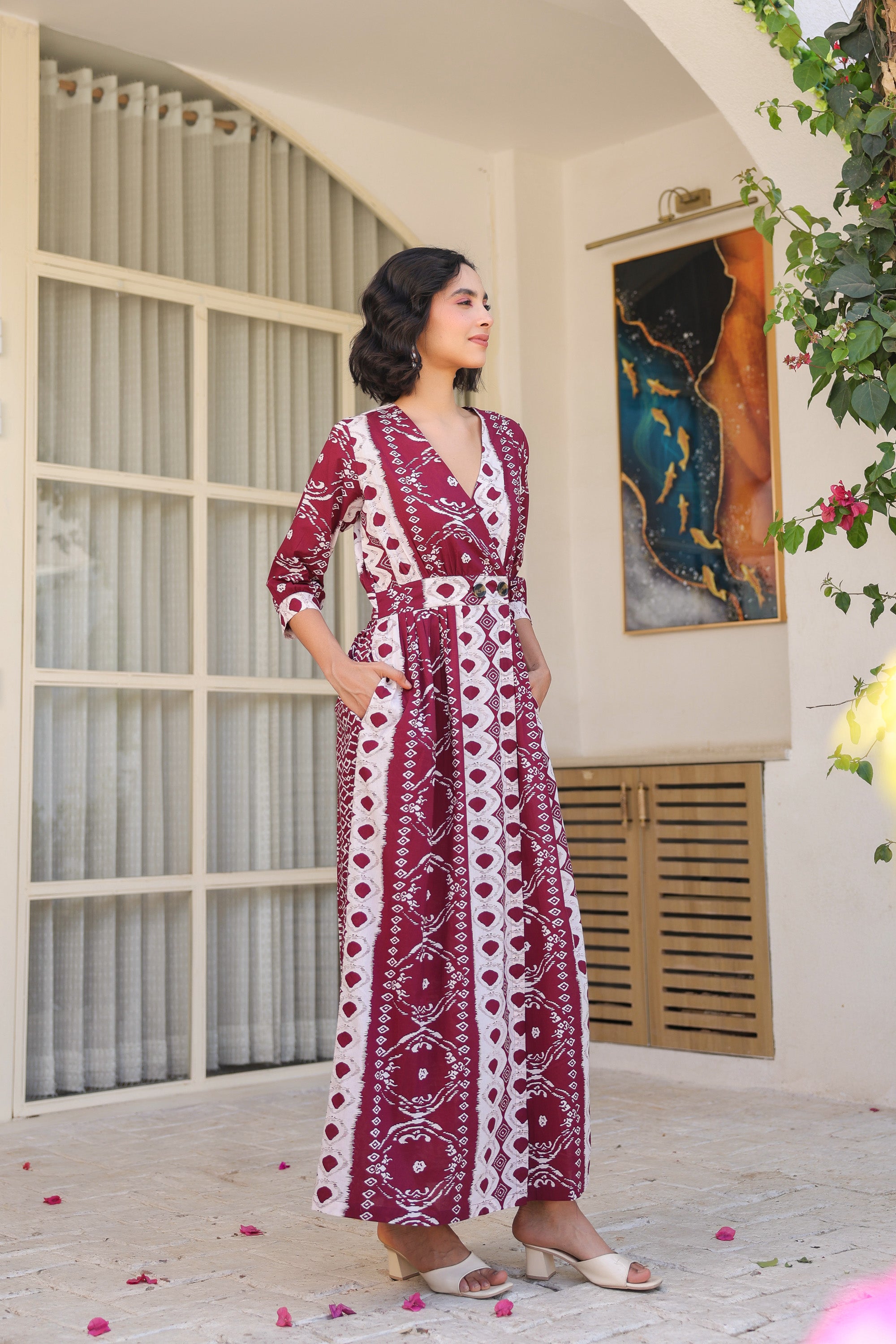 Maroon Vintage Cotton Dress