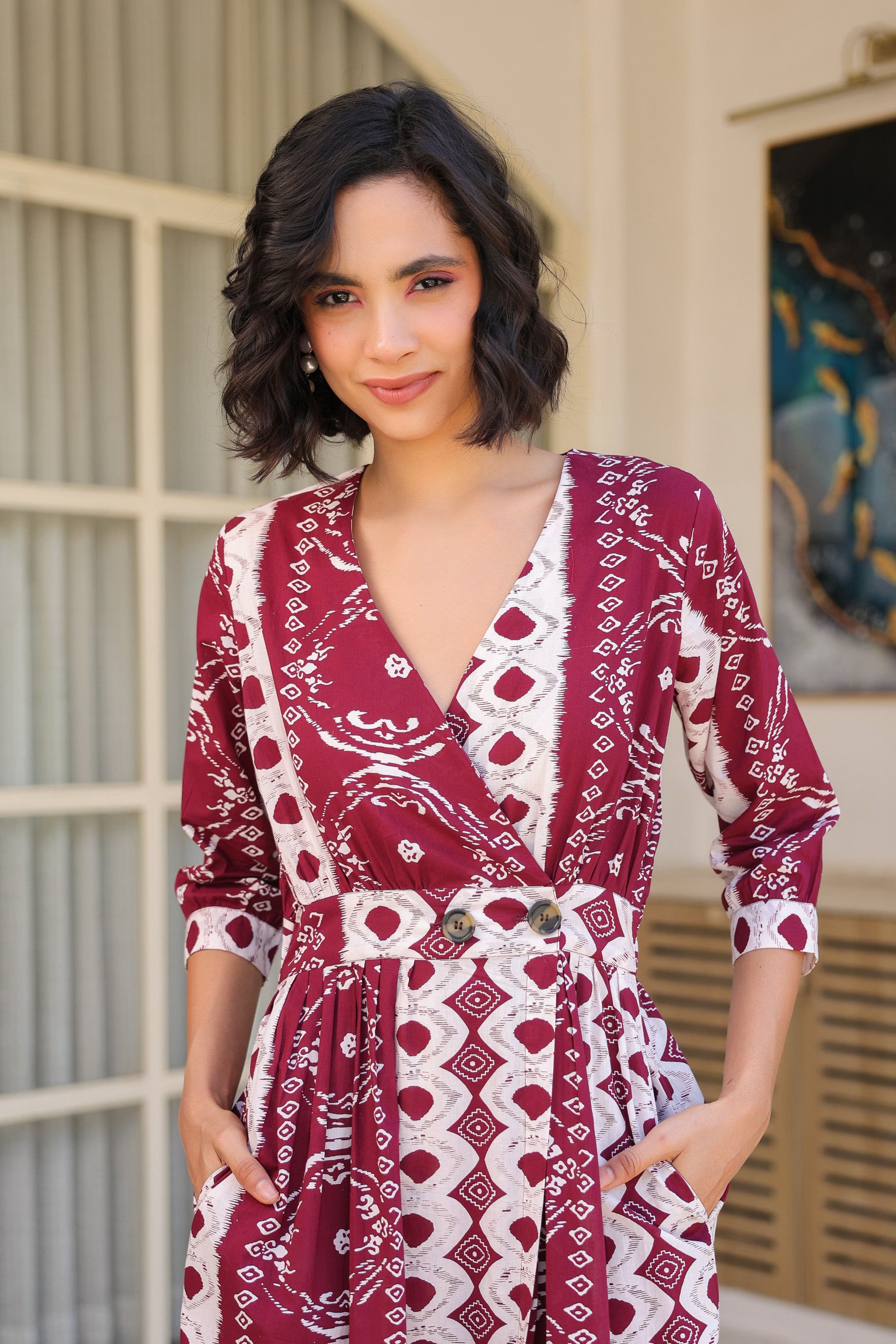 Maroon Vintage Cotton Dress