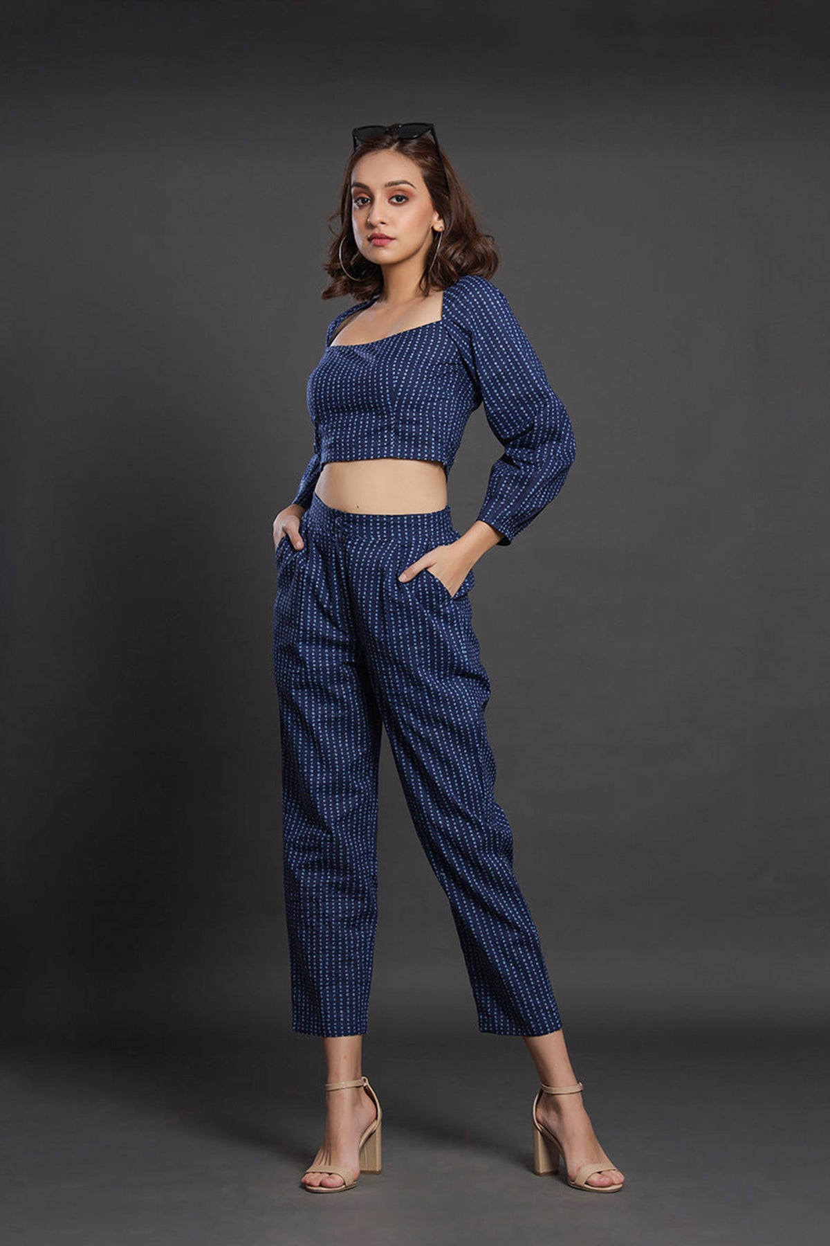 Polka Dots on Blue Cotton Co-ord Set