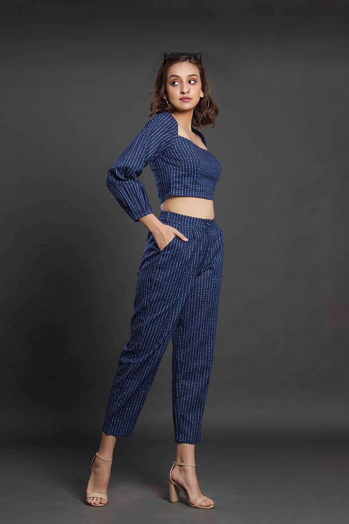 Polka Dots on Blue Cotton Co-ord Set