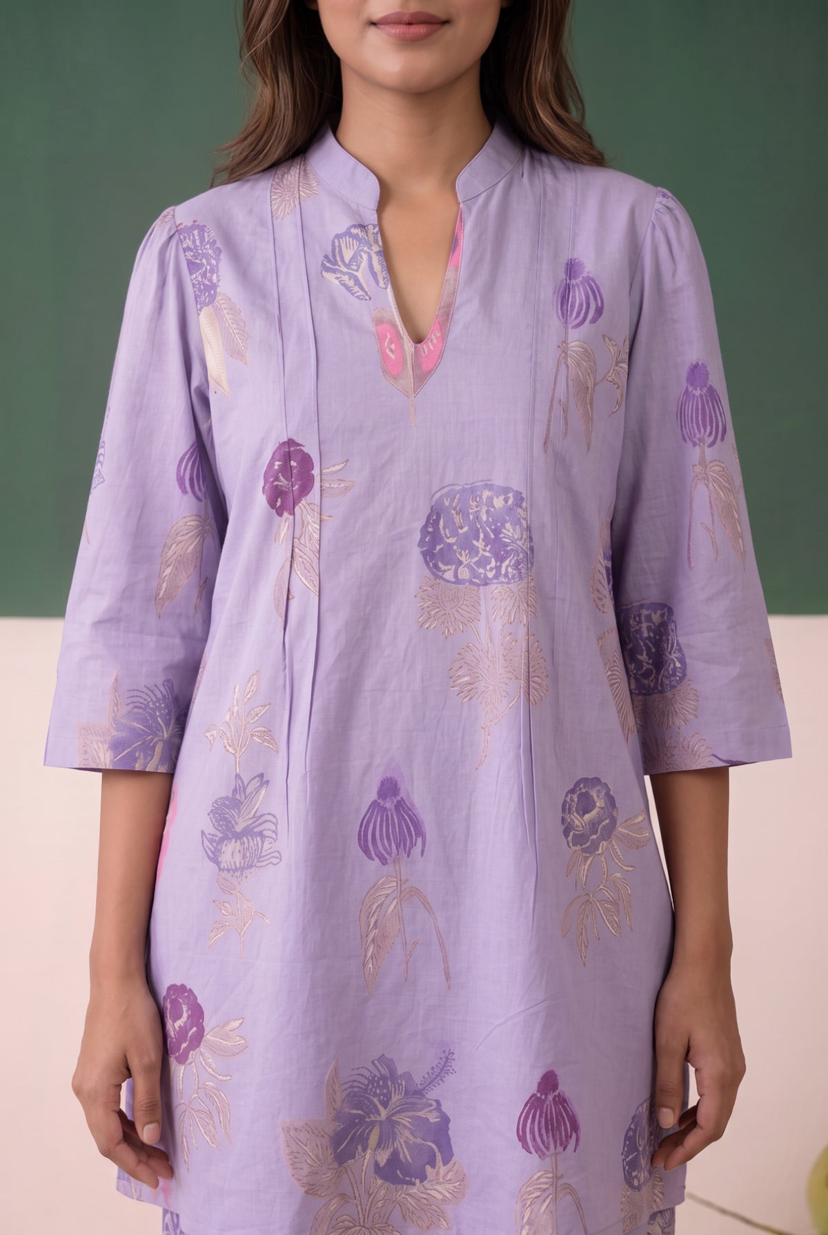 Purple Floral Printed Cotton Co-ord Set