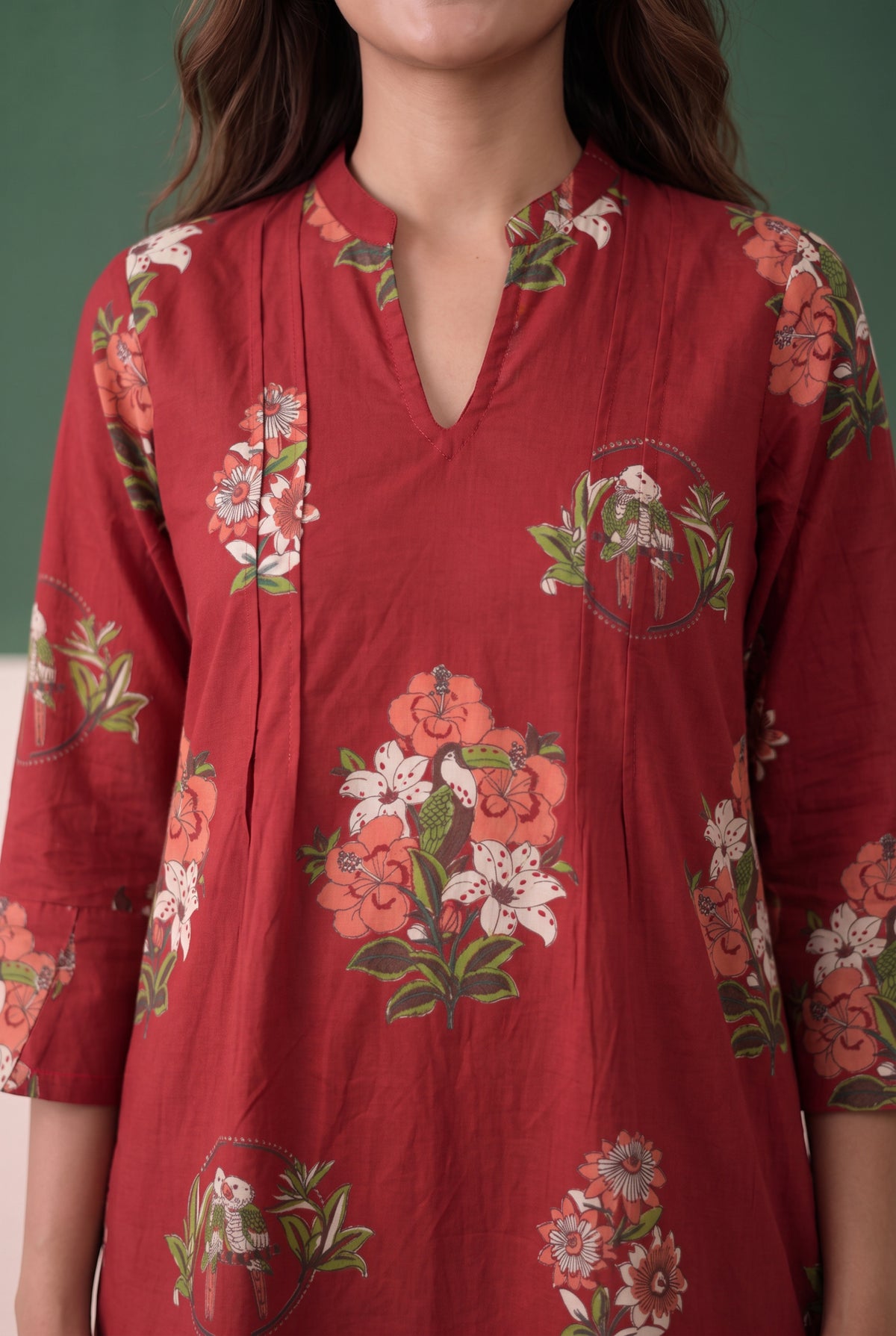 Red Floral Printed Cotton Co-ord Set