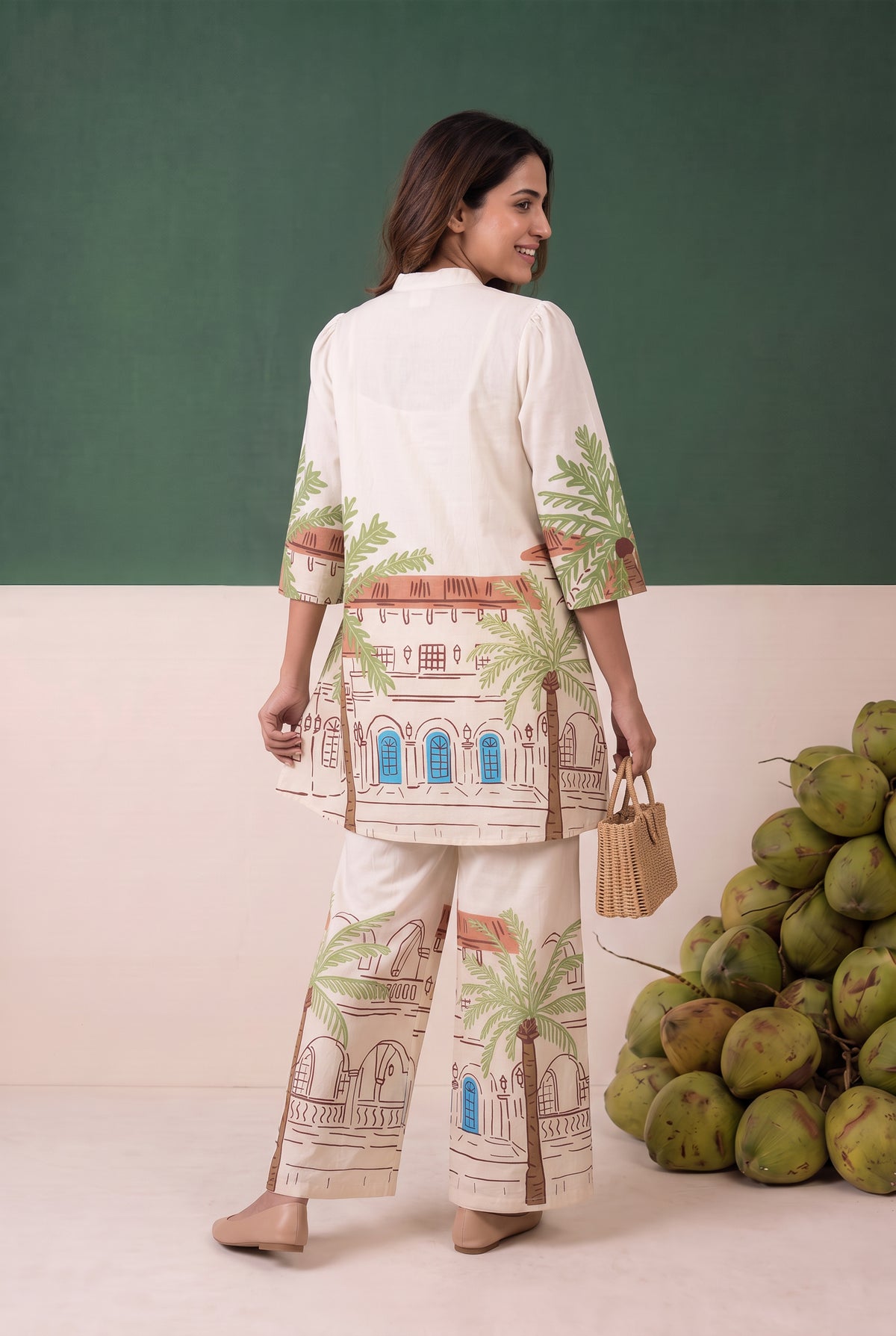 Off-White Tropical Building Printed Cotton Co-ord Set