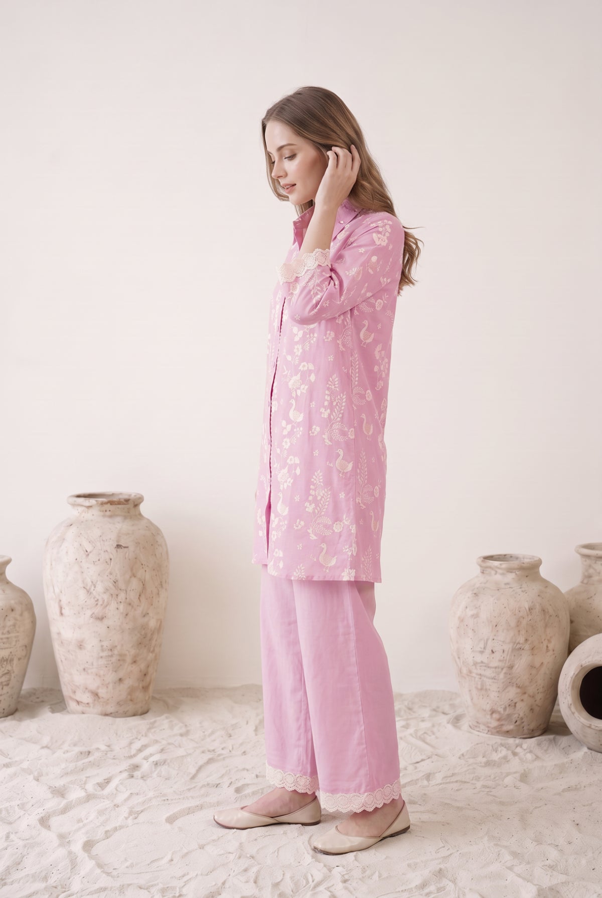 Blush Bloom Pink Mul Chanderi Co-ord Set