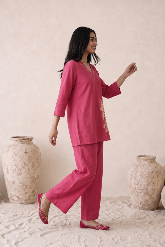 Rose Bloom Cotton Flex Co-Ord Set