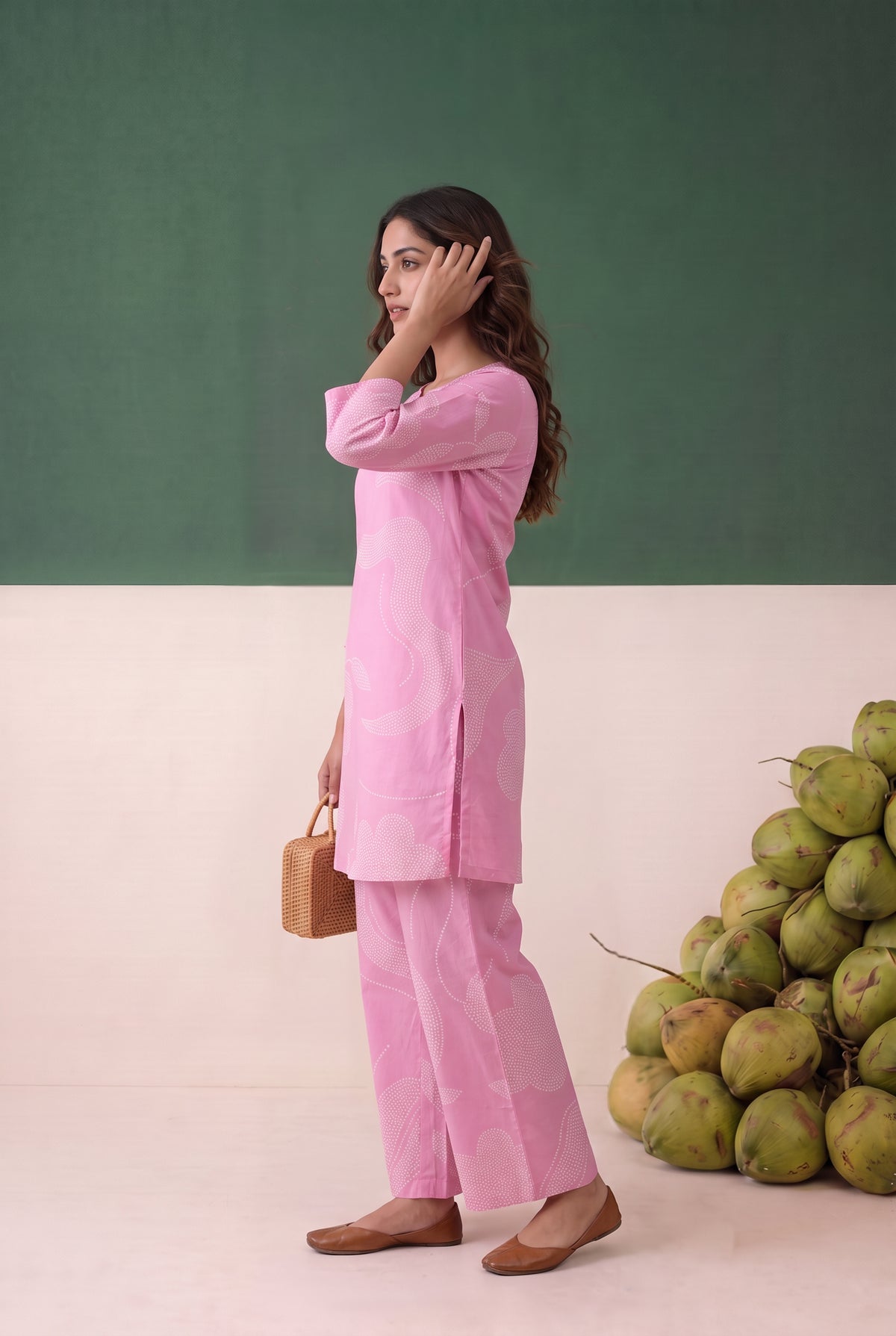 Pink Abstract Printed Cotton Co-ord Set
