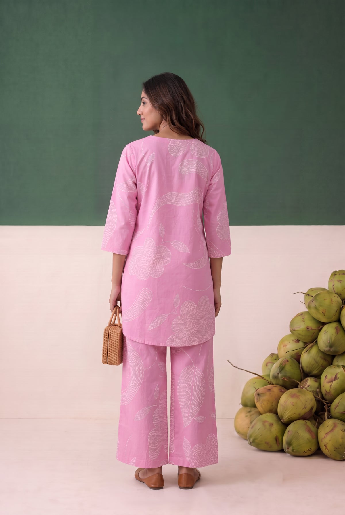 Pink Abstract Printed Cotton Co-ord Set