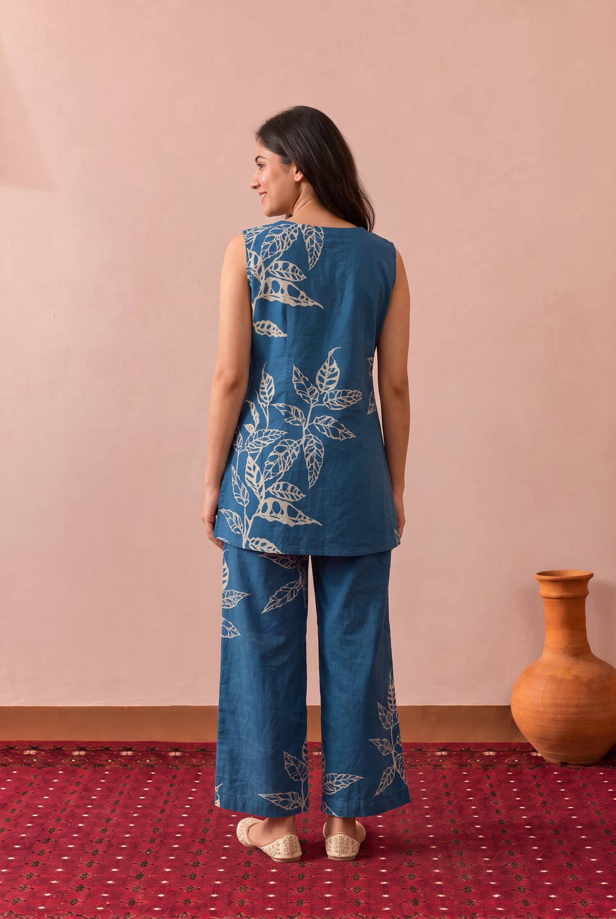 Blue Foliage Printed Cotton Co-ord Set