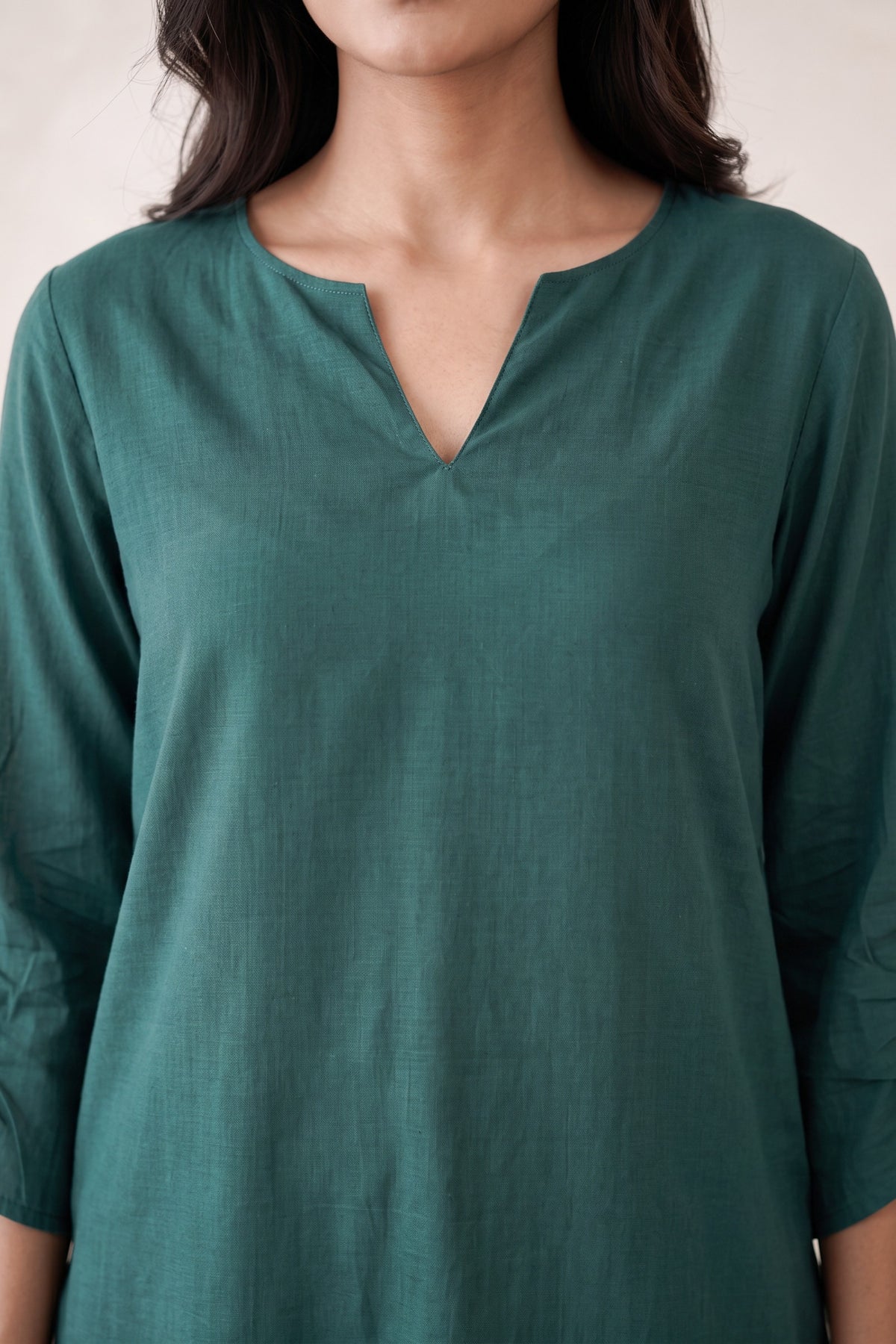 Teal Green Solid Russian silk Co-ord Set