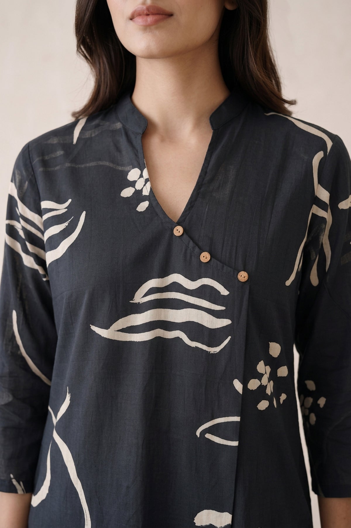 Black Abstract Printed Cotton Co-ord Set