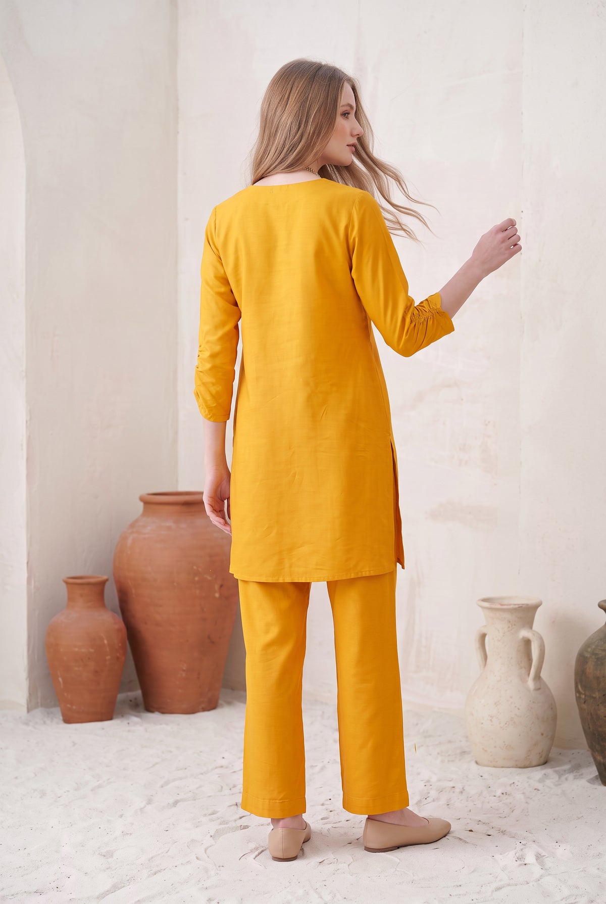 Mustrad Solid Russian Silk Co-Ord Set