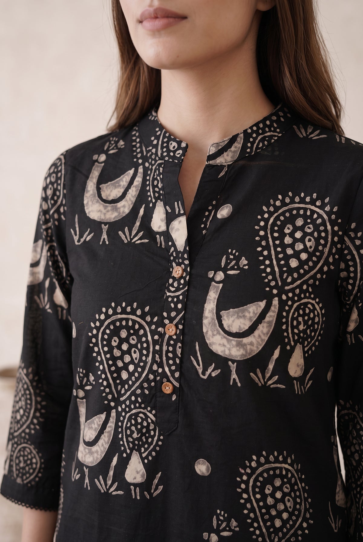 Black Heritage Paisley Cotton Kurta Set
