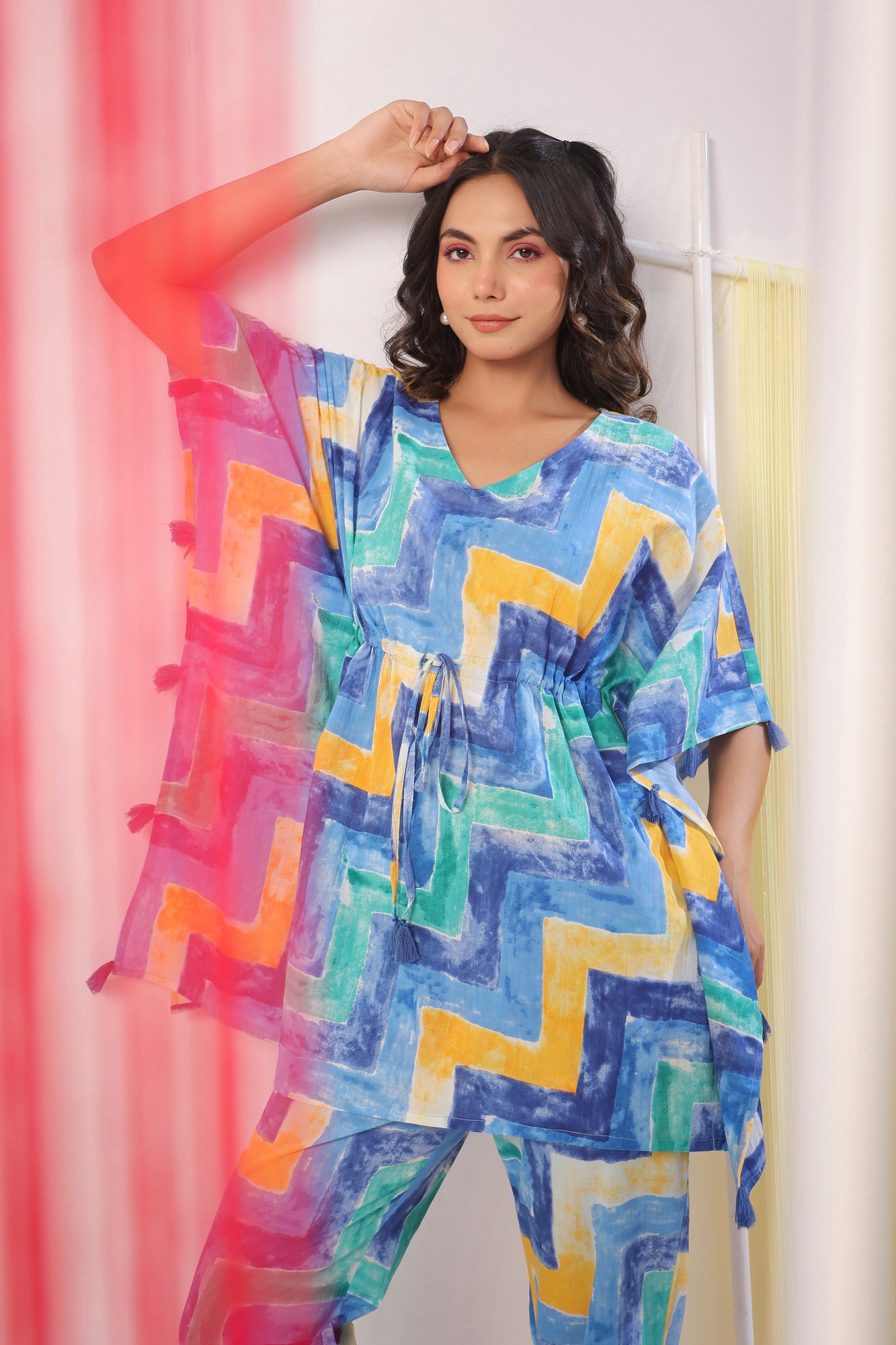 Zig-Zag Print on Kaftan Co-ord Set