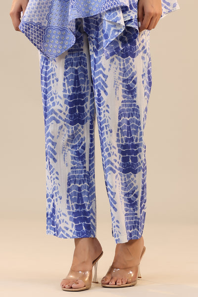 Blue Abstract Shibori Knot Cotton Loungewear Set