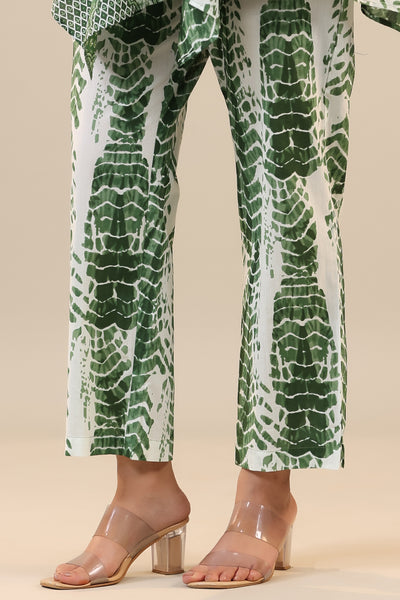 Green abstract Shibori Knot Cotton Loungewear Set