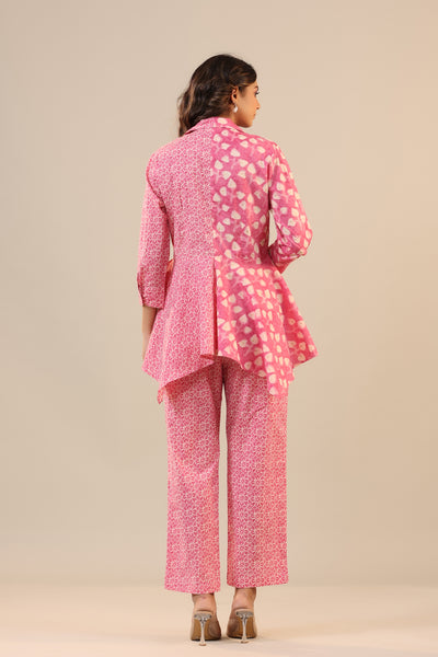 Pink Batik Knot Cotton Loungewear Set