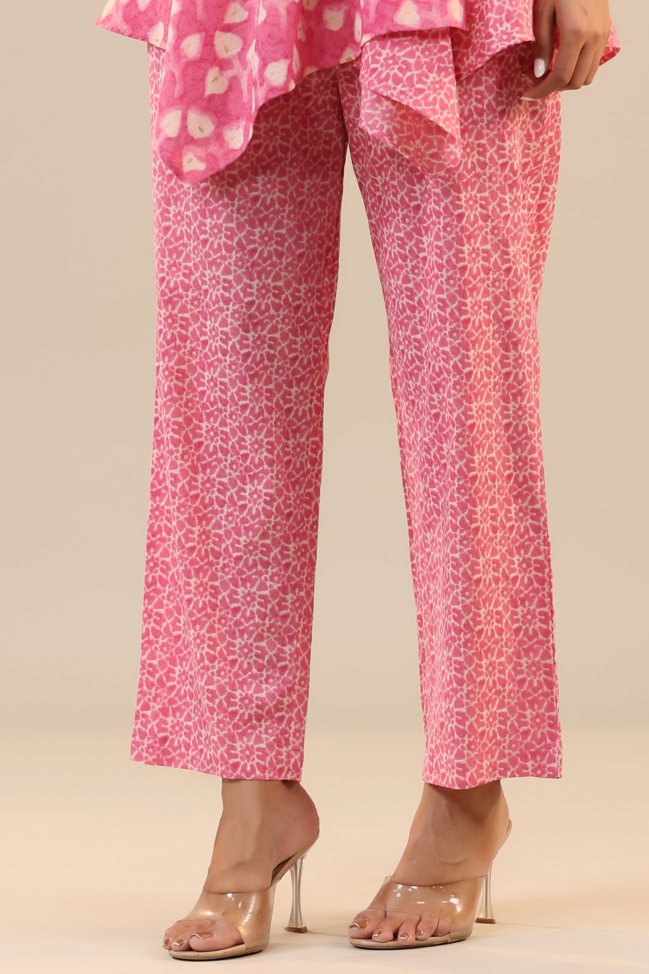 Pink Batik Knot Cotton Loungewear Set